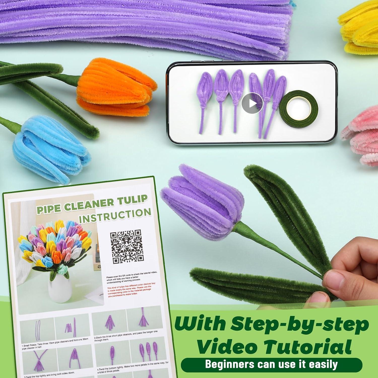 Kit de Flores de Limpiadores de Tubos ZXIIXZ 550 Pcs 8 Colores