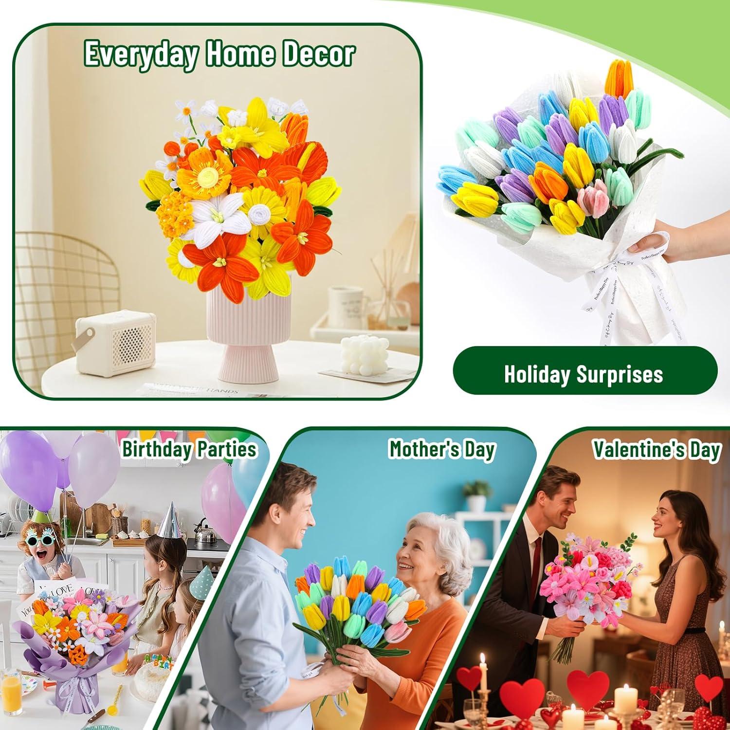 Kit de Flores de Limpiadores de Tubos ZXIIXZ 550 Pcs 8 Colores