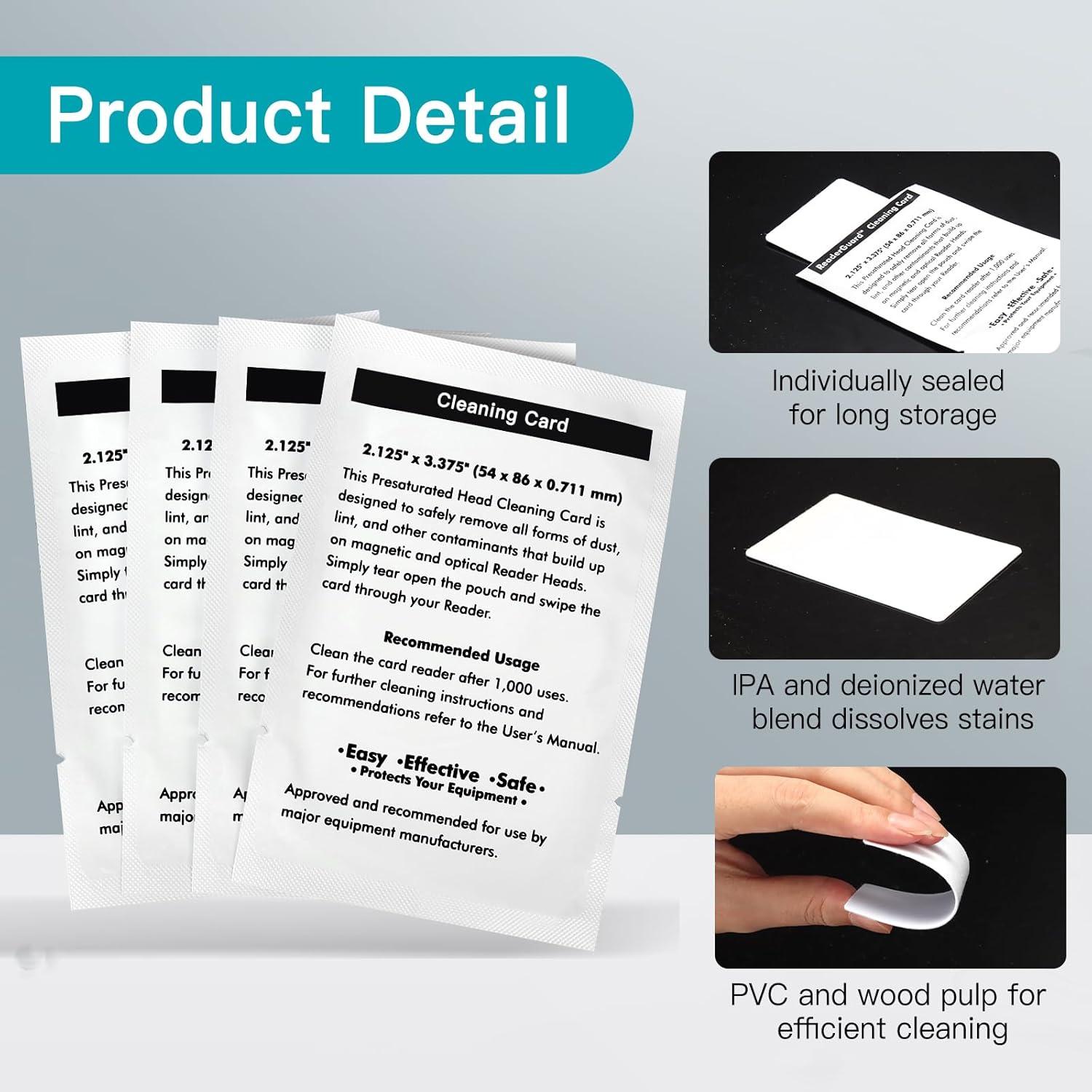 100 Tarjetas de Limpieza Doble Cara ZISDHNEO para Lectores de Tarjetas