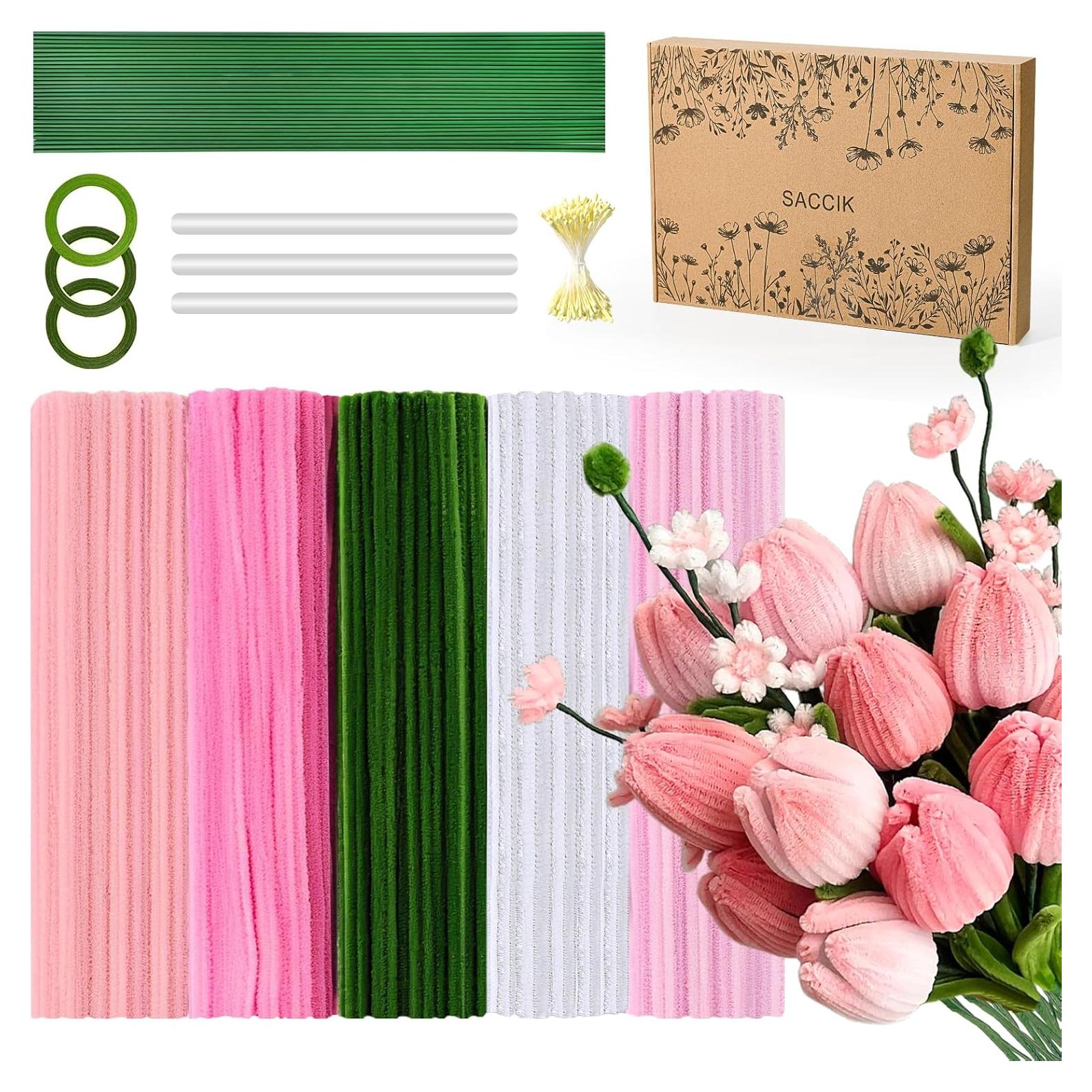 Kit de Manualidades Saccik 500 Piezas Limpiapipas Rosa