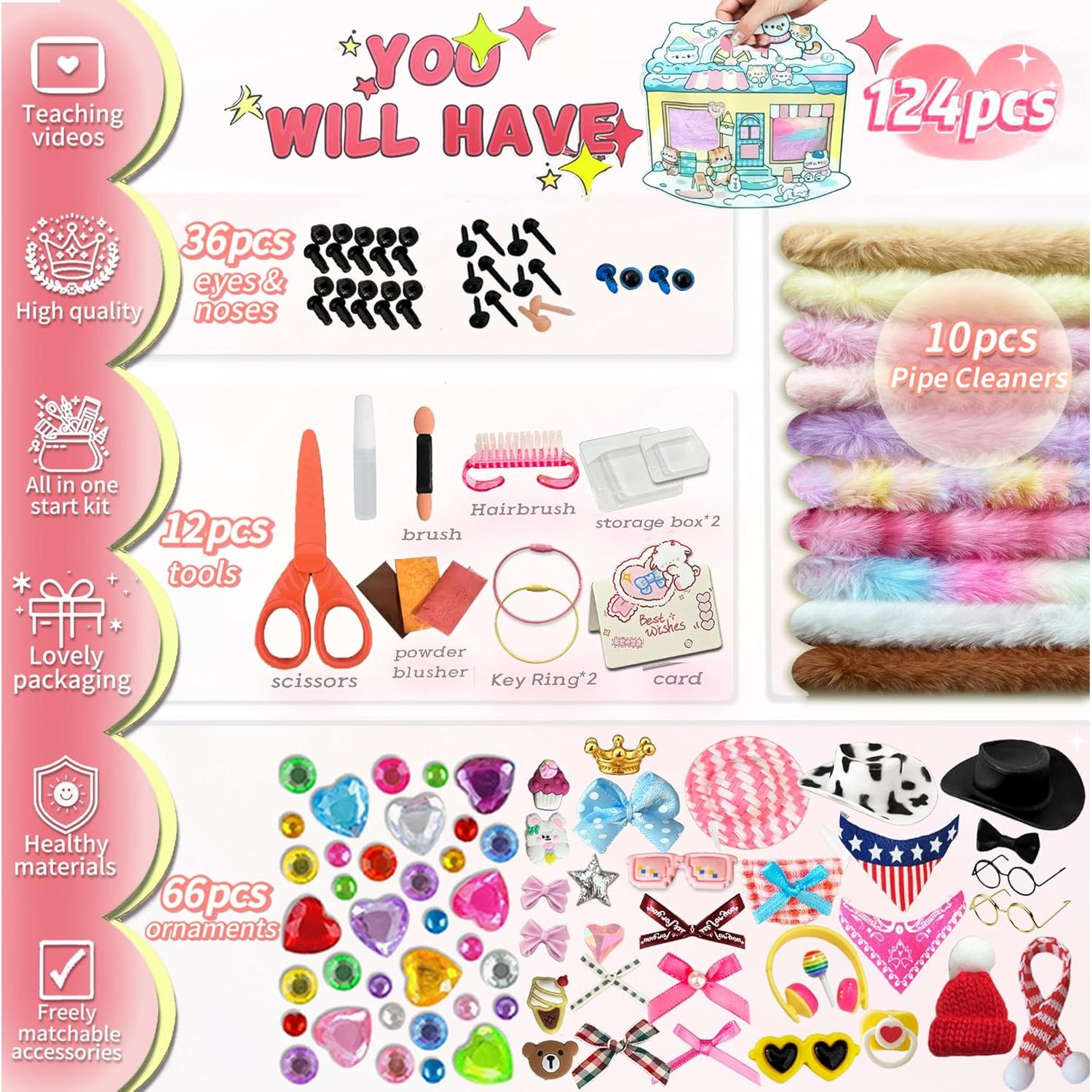 Kit de Manualidades 124 Piezas HitsX Limpiapipas 99 cm