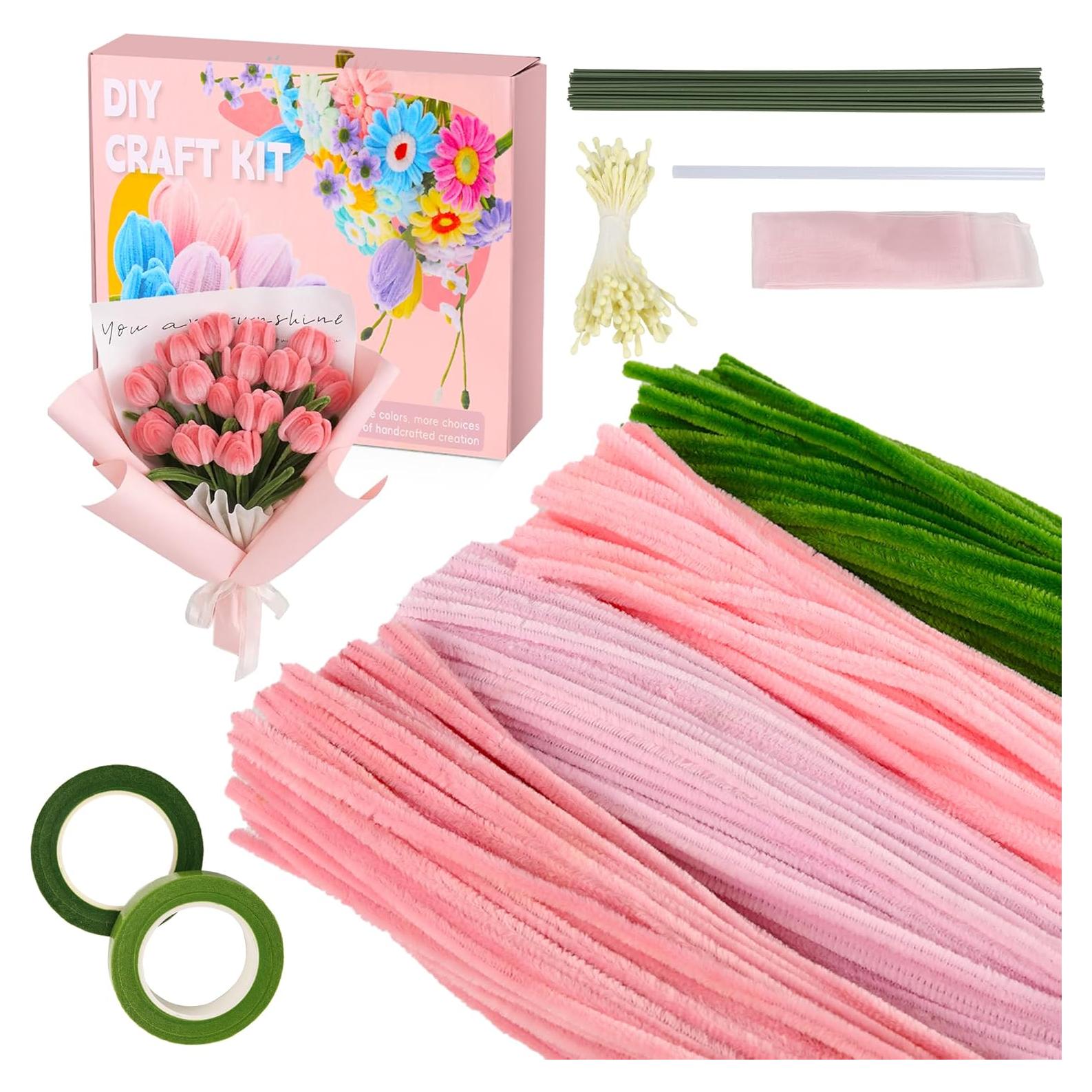 Kit de Manualidades de Flores Muyuguit 400 Pcs Chenille