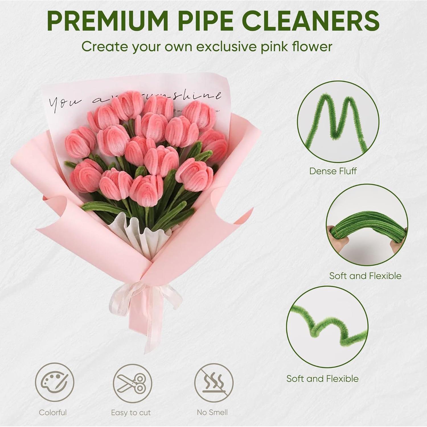 Kit de Manualidades de Flores Muyuguit 400 Pcs Chenille