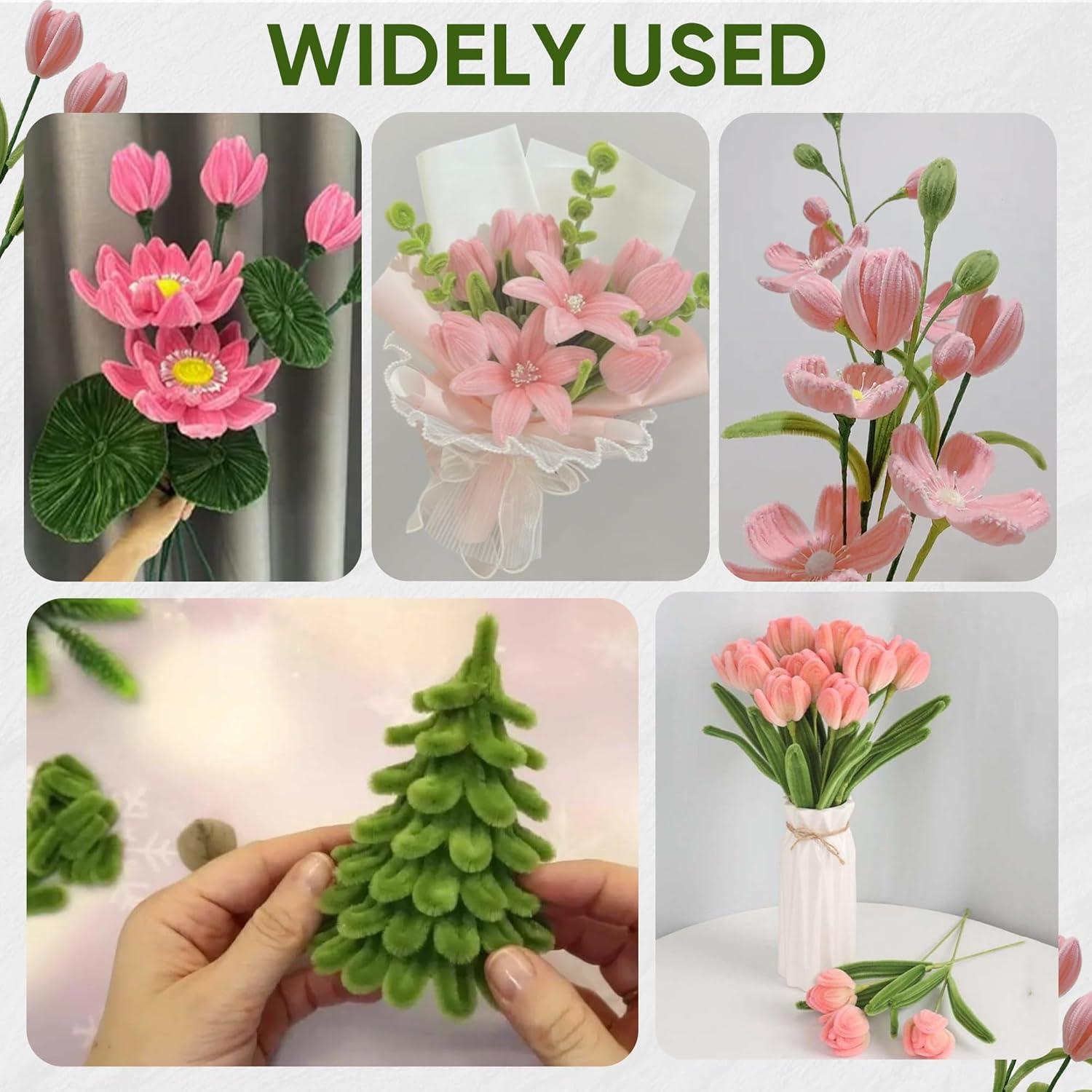 Kit de Manualidades de Flores Muyuguit 400 Pcs Chenille