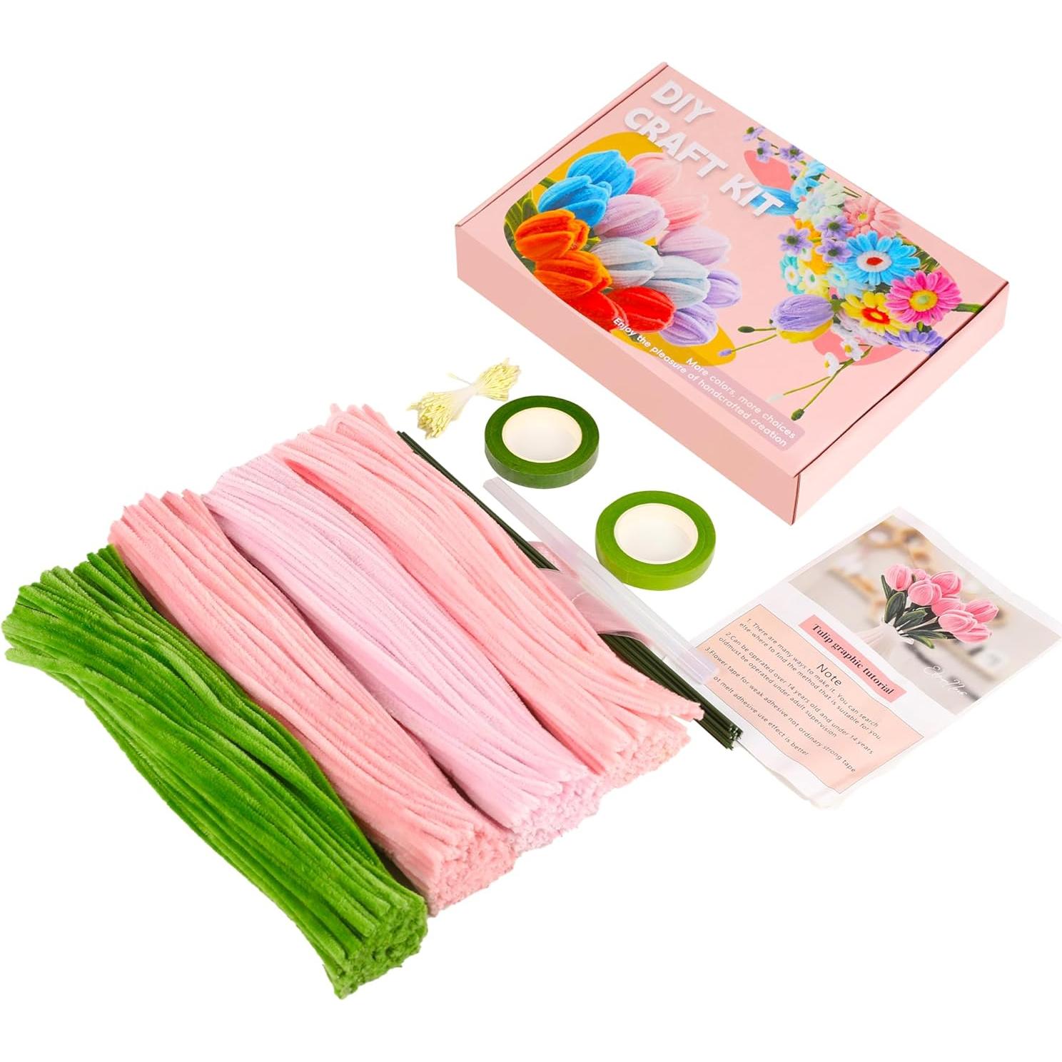Kit de Manualidades de Flores Muyuguit 400 Pcs Chenille