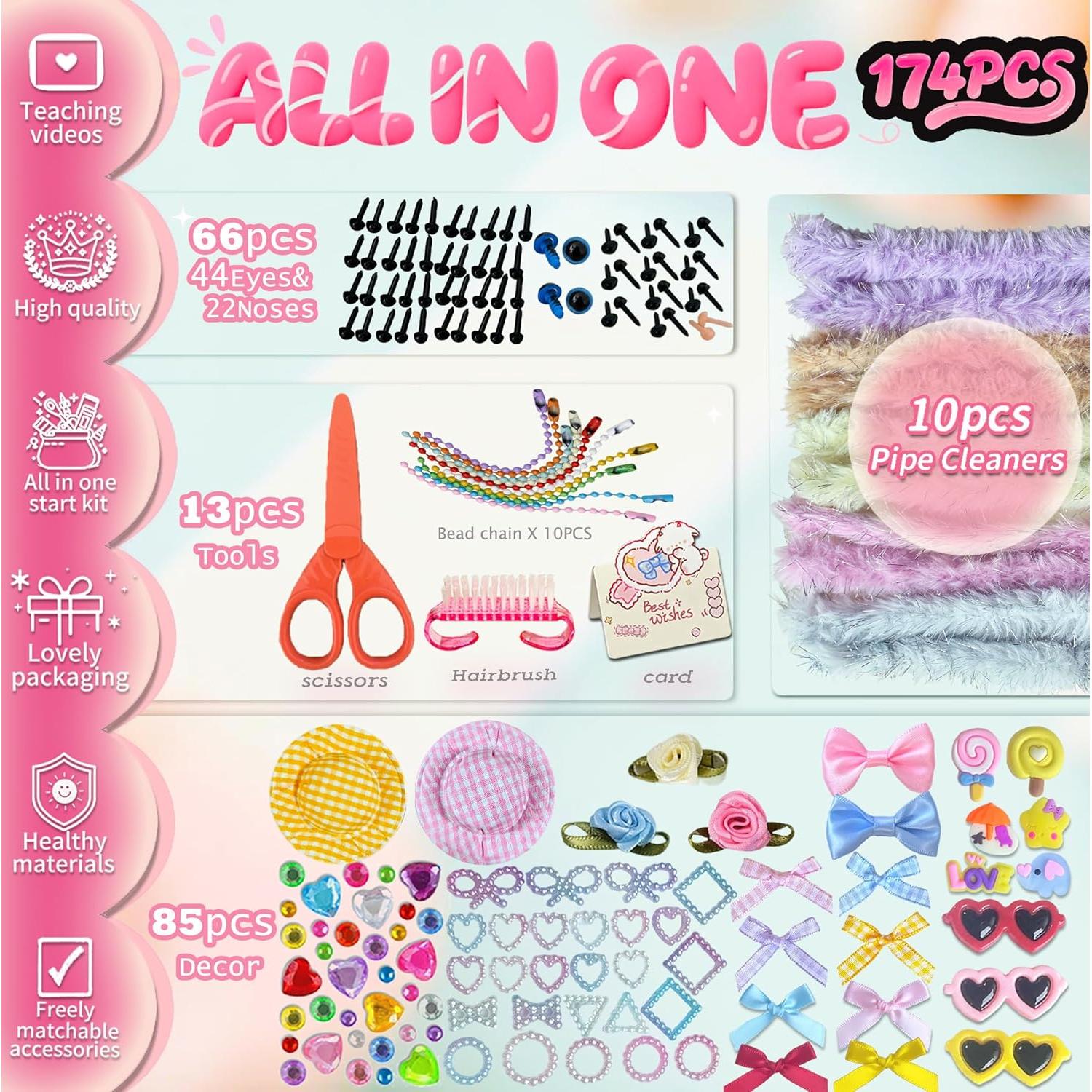 Kit de Manualidades HitsX 175 Piezas con Limpiapipas Brillantes