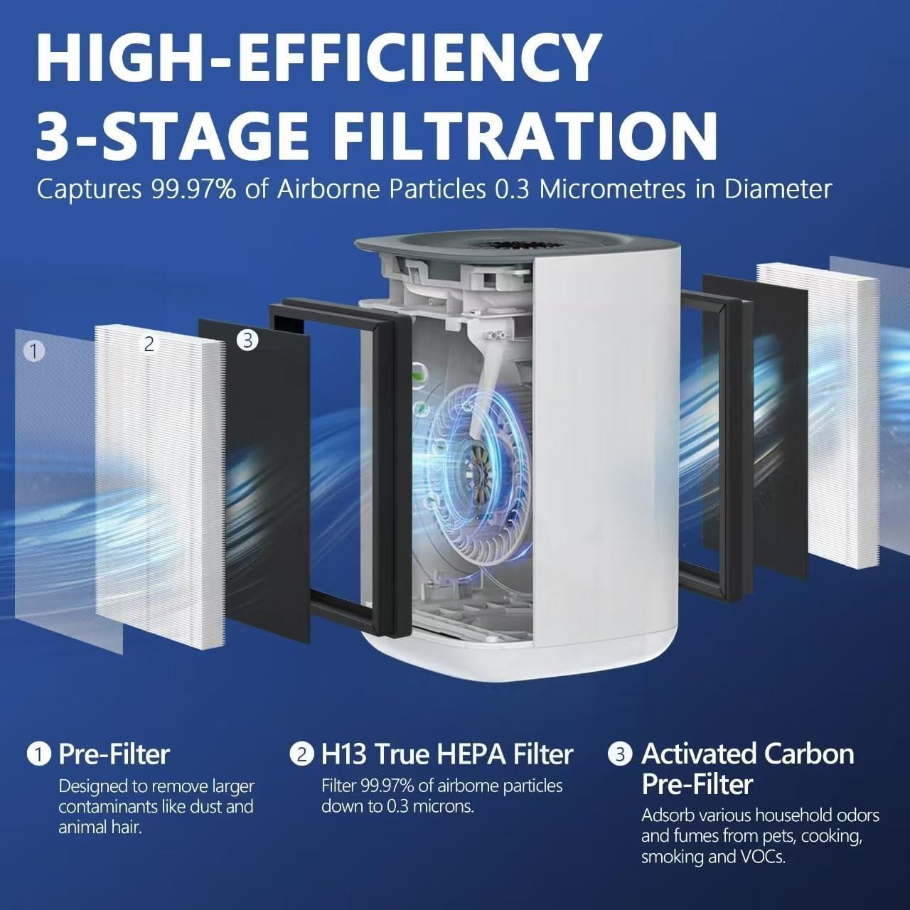 Juego de Filtros de Reemplazo AP2 True HEPA para Priestley PM1240B