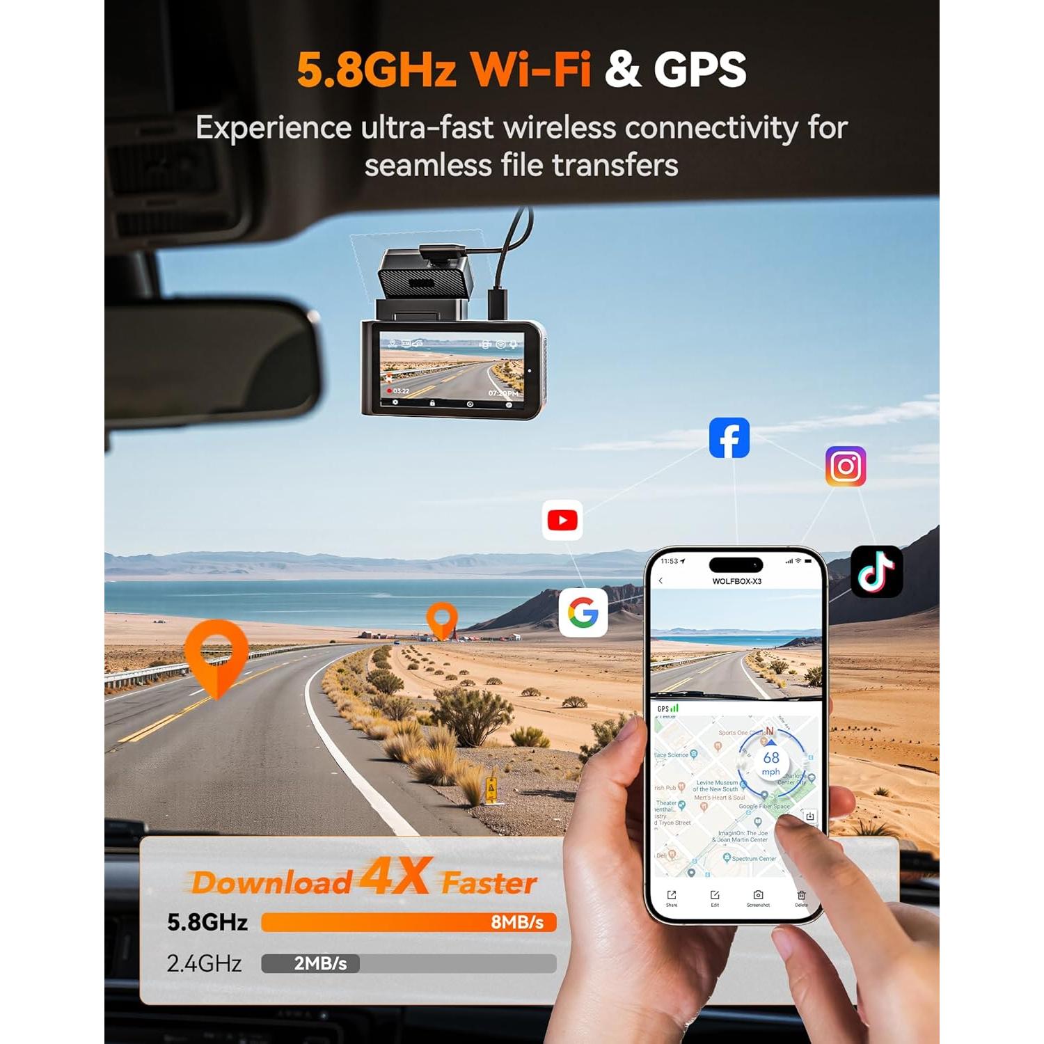 Soplador de Aire Eléctrico WOLFBOX MF100 y Cámara Dash X3 2.5K