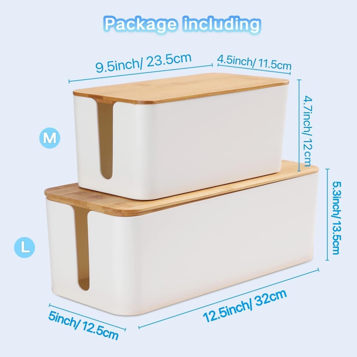 Caja de Gestión de Cables One Sheep Set 2 Bambú Grande y Mediano