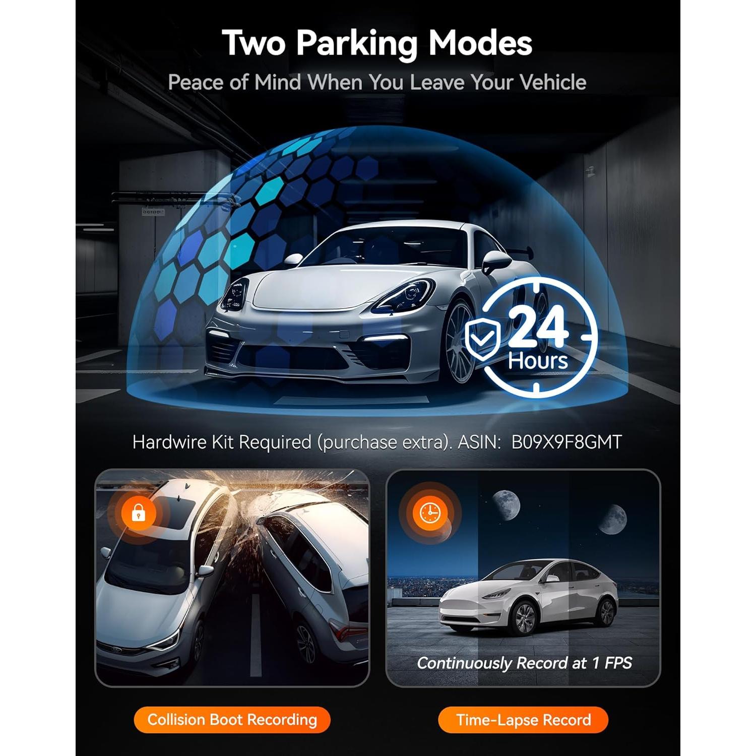 Cámara de Salpicadero 3 Canales WOLFBOX i07 HD 2.5K + Kit Cableado