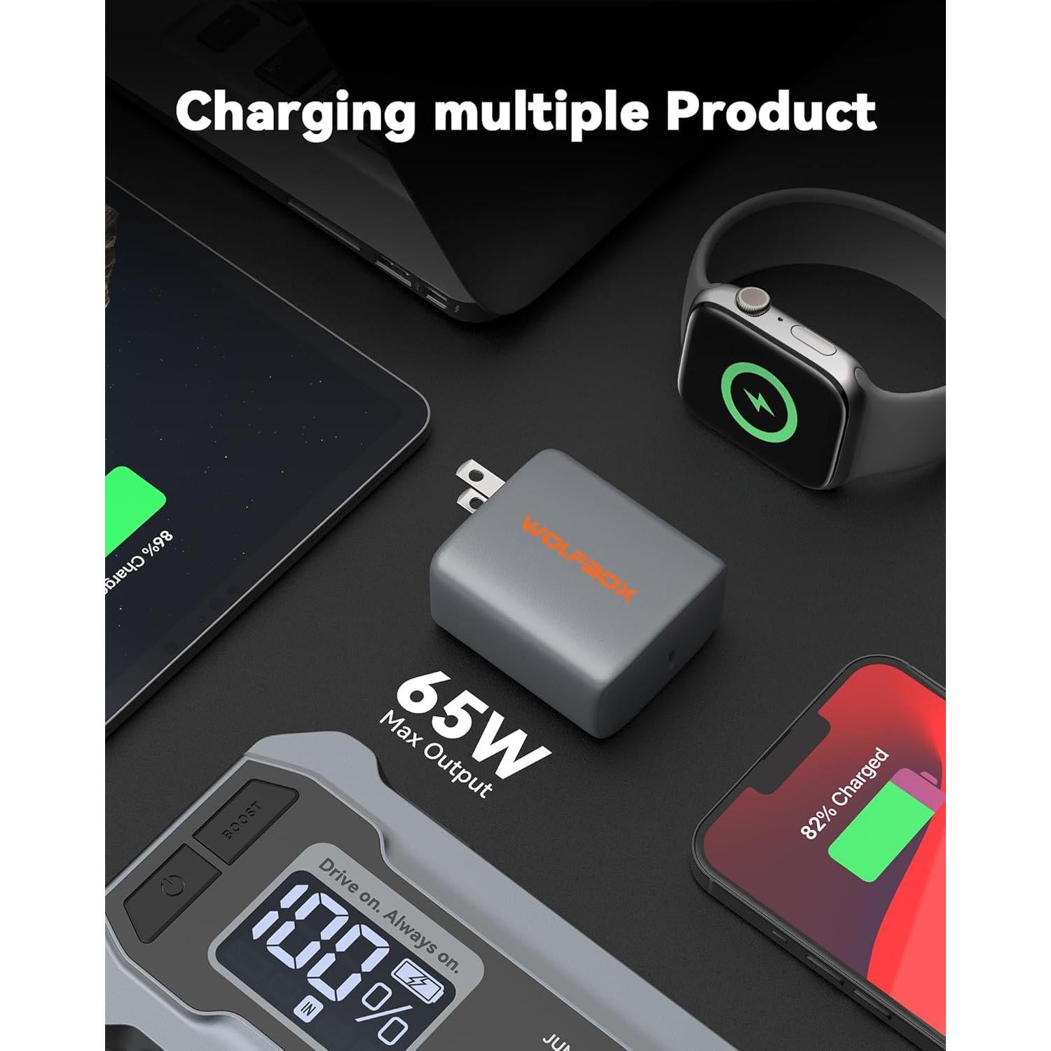 Cargador USB C 65W + Arrancador de Salto 2000A WOLFBOX