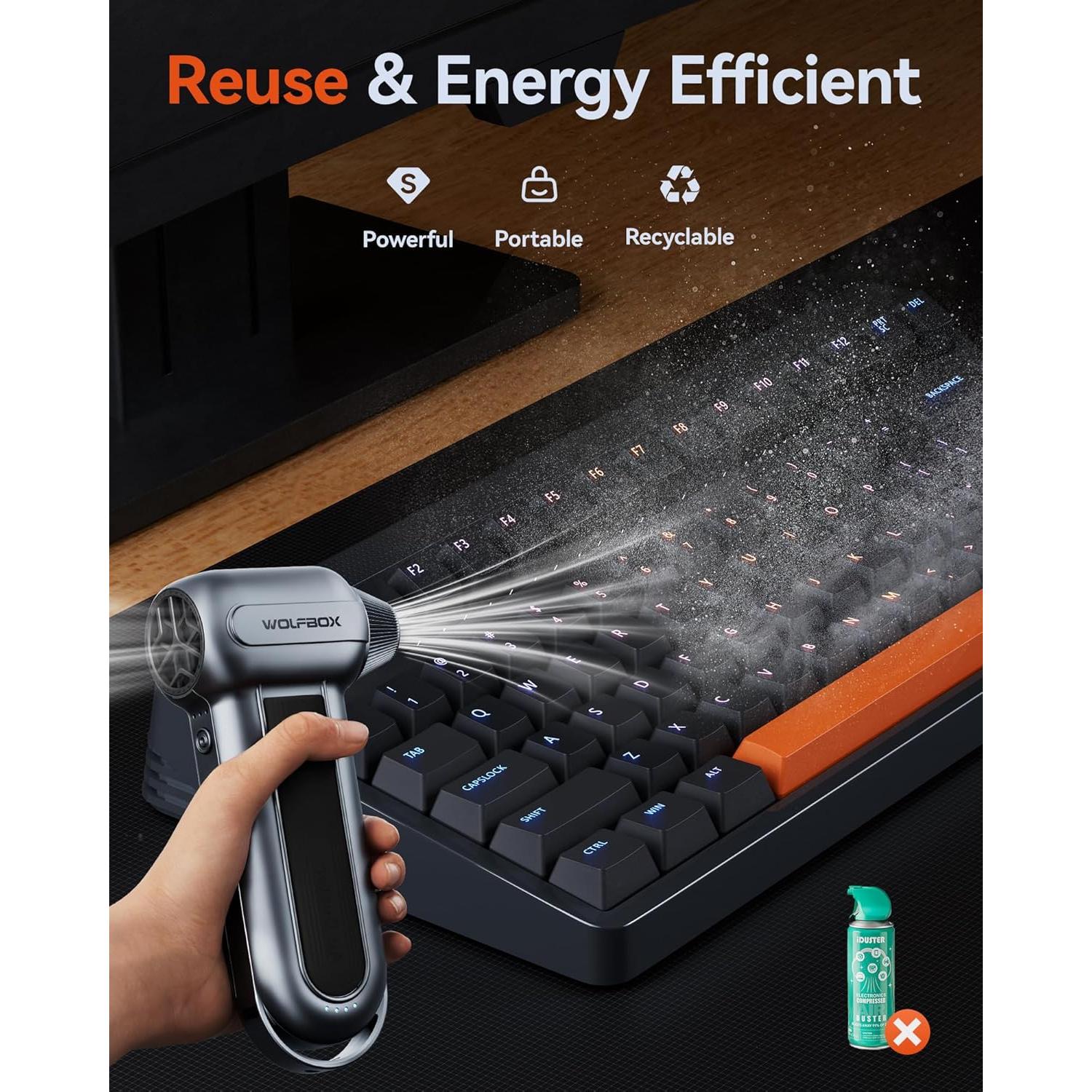 Soplador de Aire Eléctrico WOLFBOX MF100 150000RPM + Arrancador 4000A