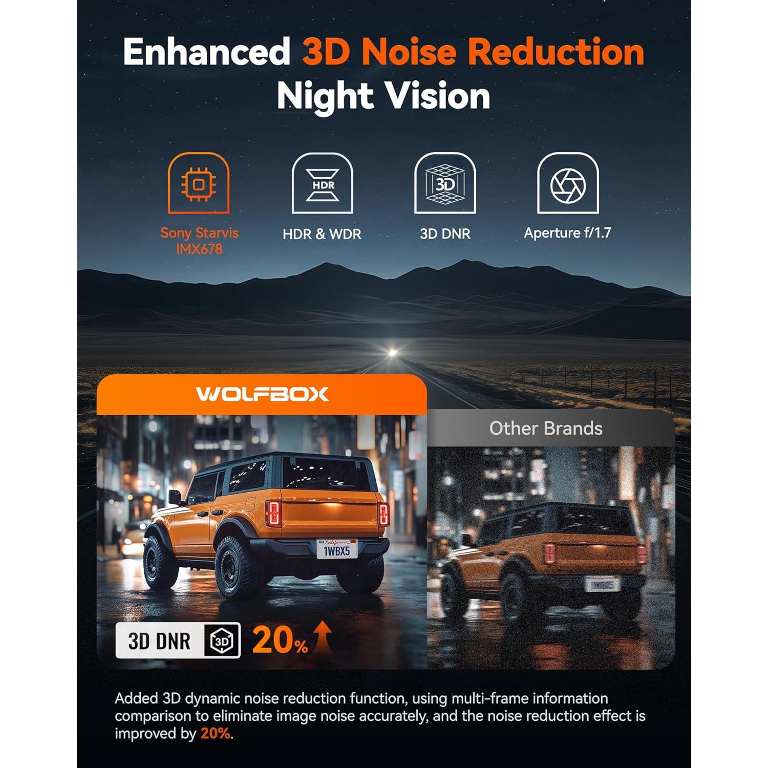 Cámara Dash 4K WOLFBOX X5 3 Canales + Soplador Eléctrico MF100