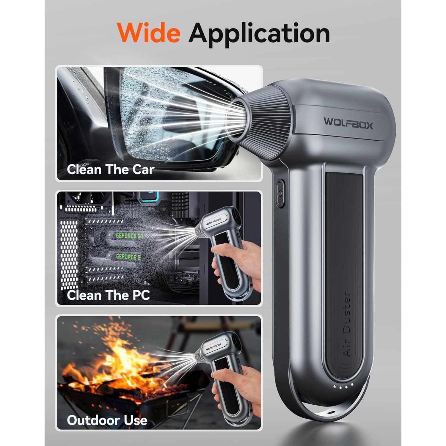 Soplador de Aire Eléctrico WOLFBOX MF100 150000 RPM y Arrancador 3000A