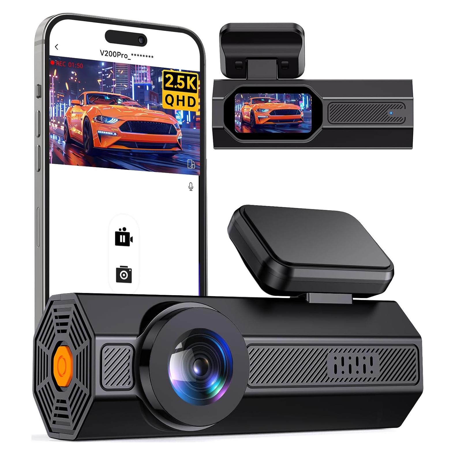 Cámara de tablero 2.5K Veement V200Pro con WiFi y visión nocturna