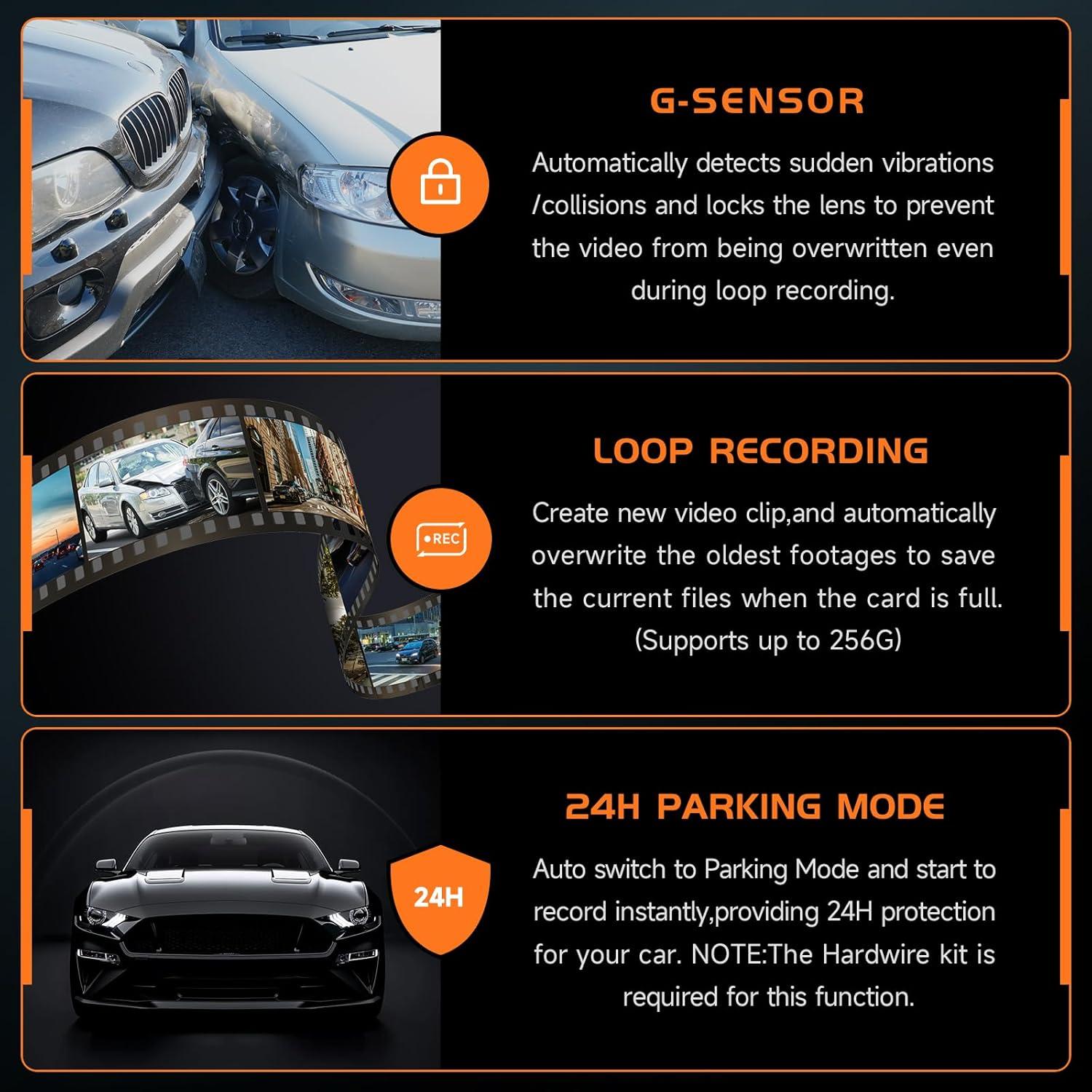 Cámara de tablero 2.5K Veement V200Pro con WiFi y visión nocturna