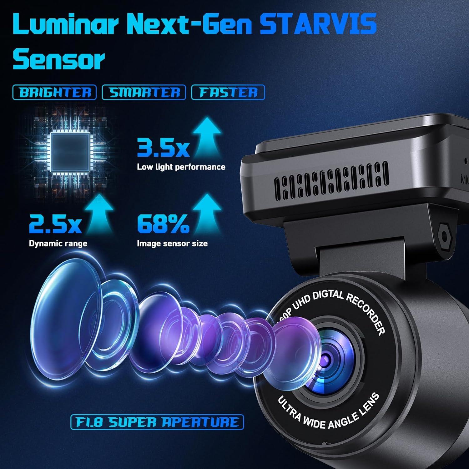 Cámara Dash Frontal 4K SsonTong con Pantalla Táctil 1.2"