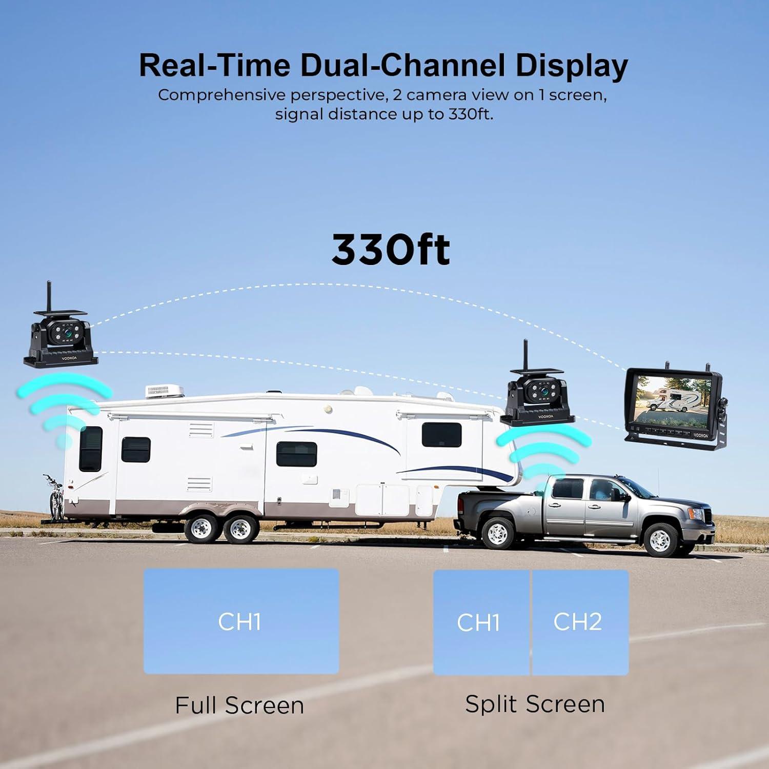 Cámara de Respaldo Inalámbrica VOONOA 1080P con Monitor 7"