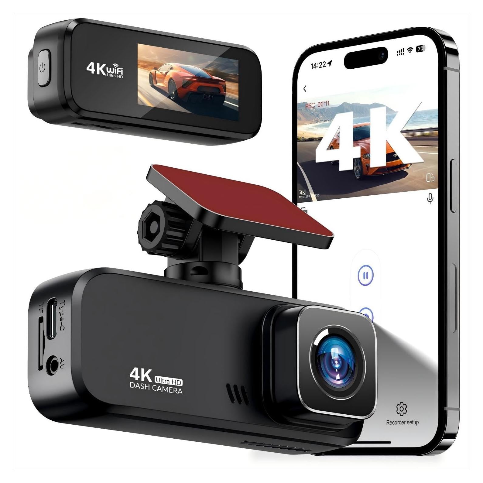 Cámara Dash 4K Frontal V30 - Ultra HD, Wi-Fi, G-Sensor