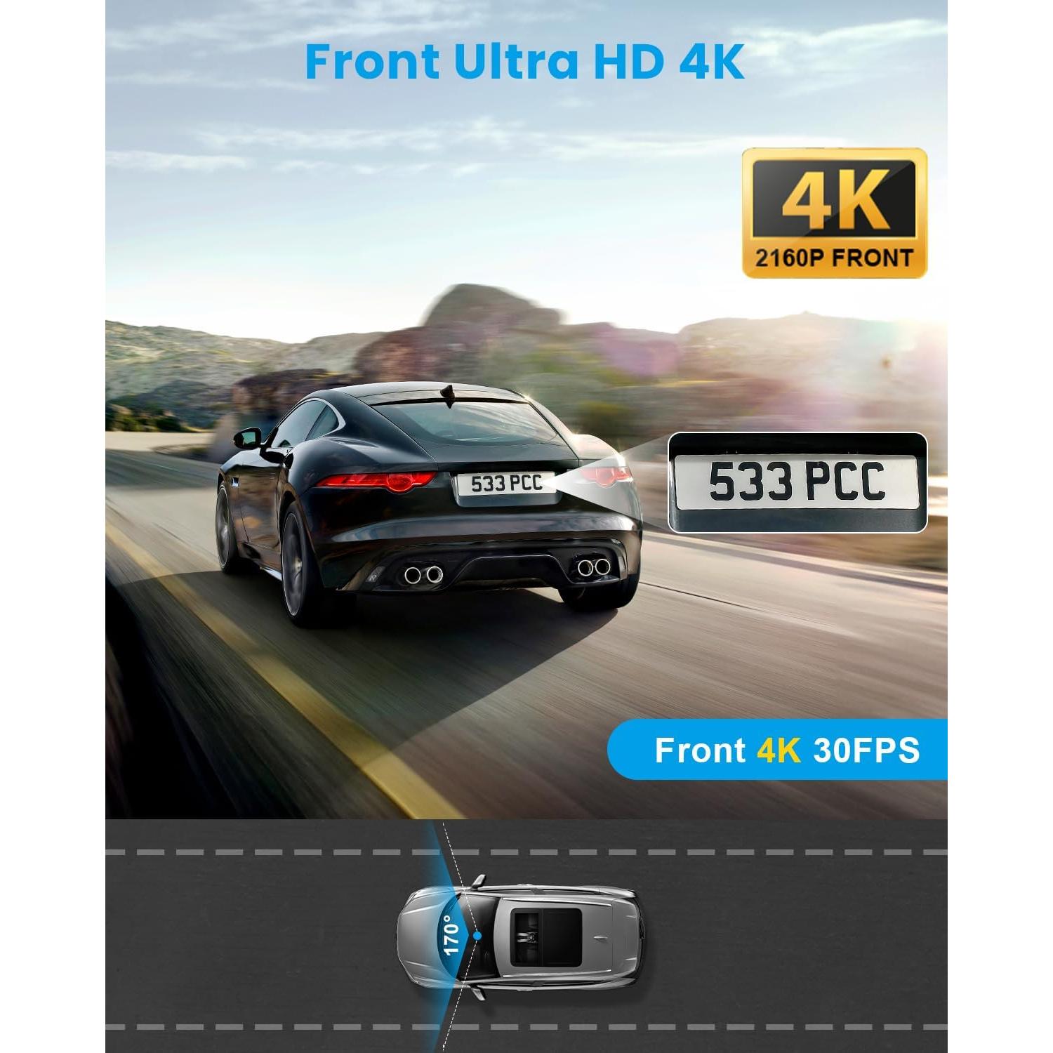Cámara Dash 4K Frontal V30 - Ultra HD, Wi-Fi, G-Sensor