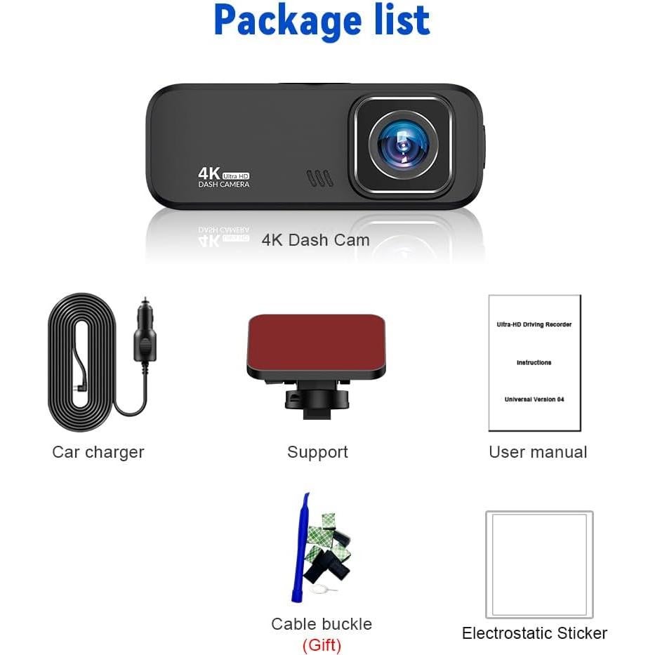 Cámara Dash 4K Frontal V30 - Ultra HD, Wi-Fi, G-Sensor