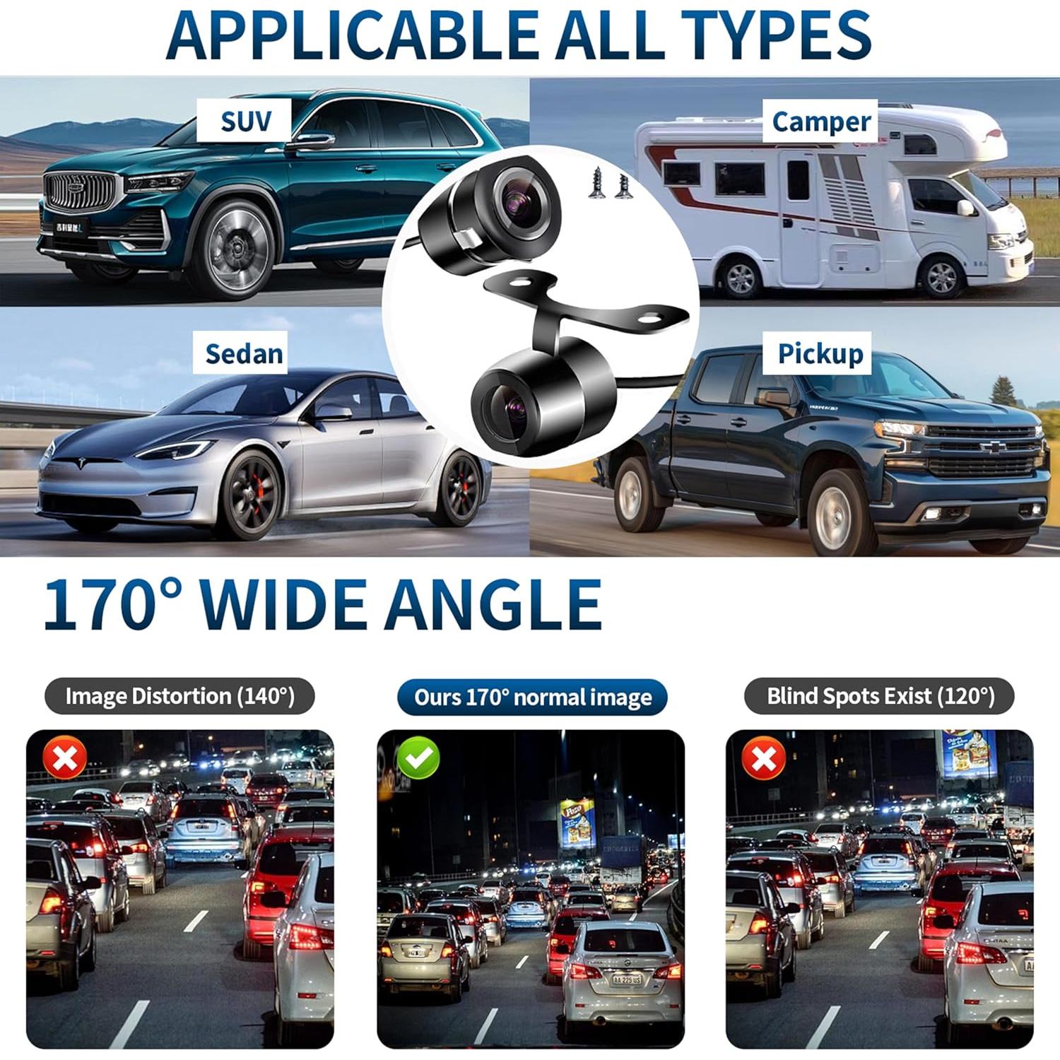 Cámara de Respaldo X HD 170° Impermeable IP68 Visión Nocturna