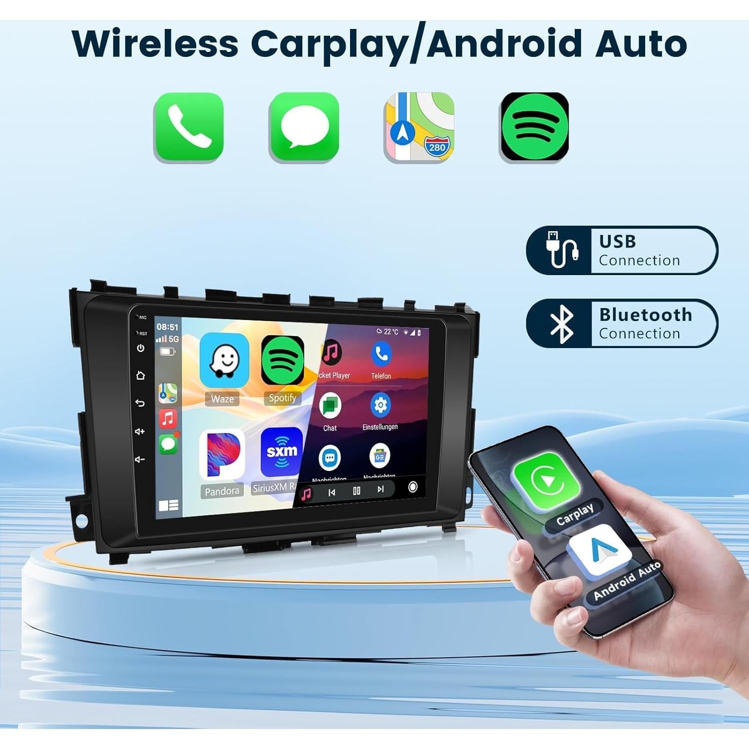 Estéreo de Auto Podofo 9" Android 13 para Nissan Altima 2013-2018