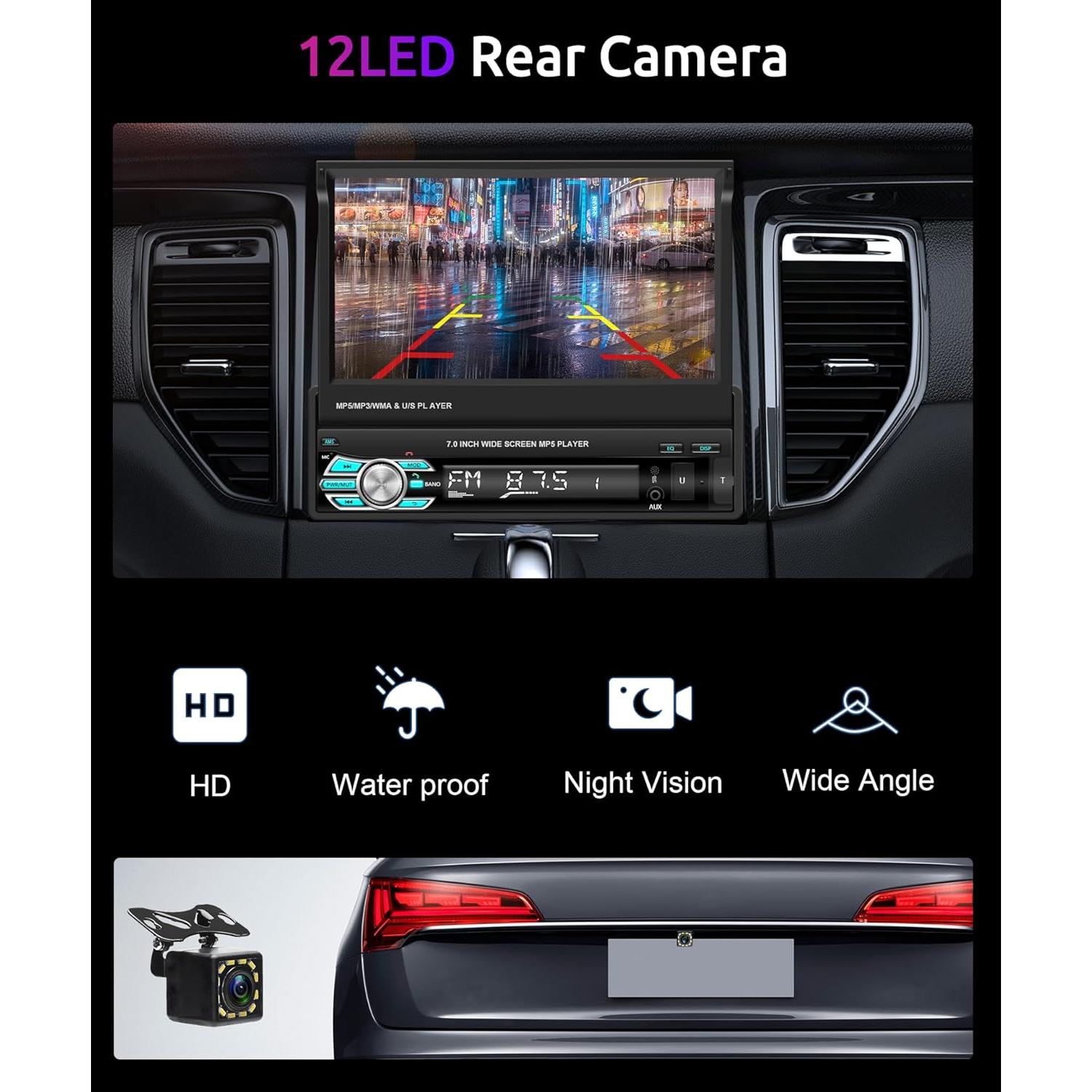 Estéreo de Coche Podofo 7" Bluetooth con Carplay y Android Auto