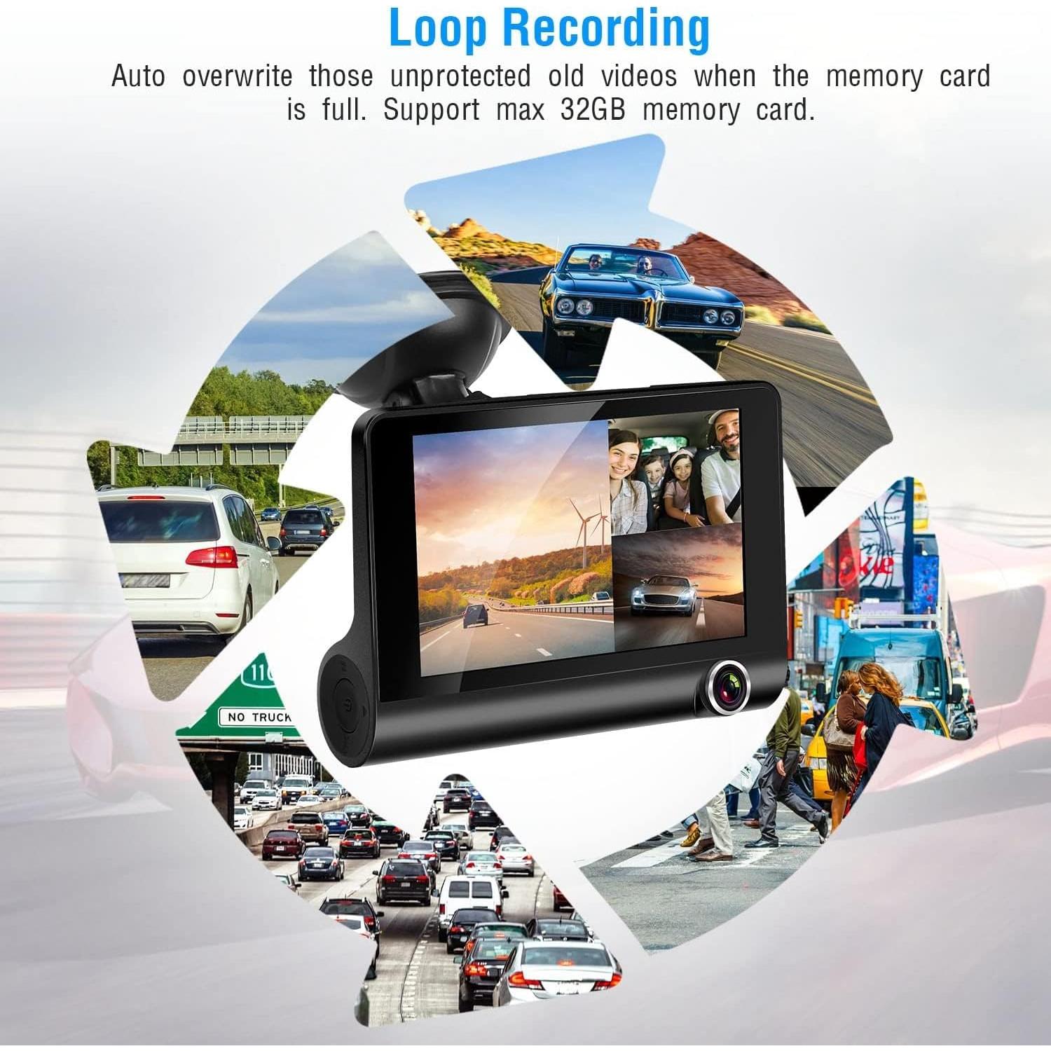 Cámara de tablero 3 canales TeqHome 1296P FHD con WDR