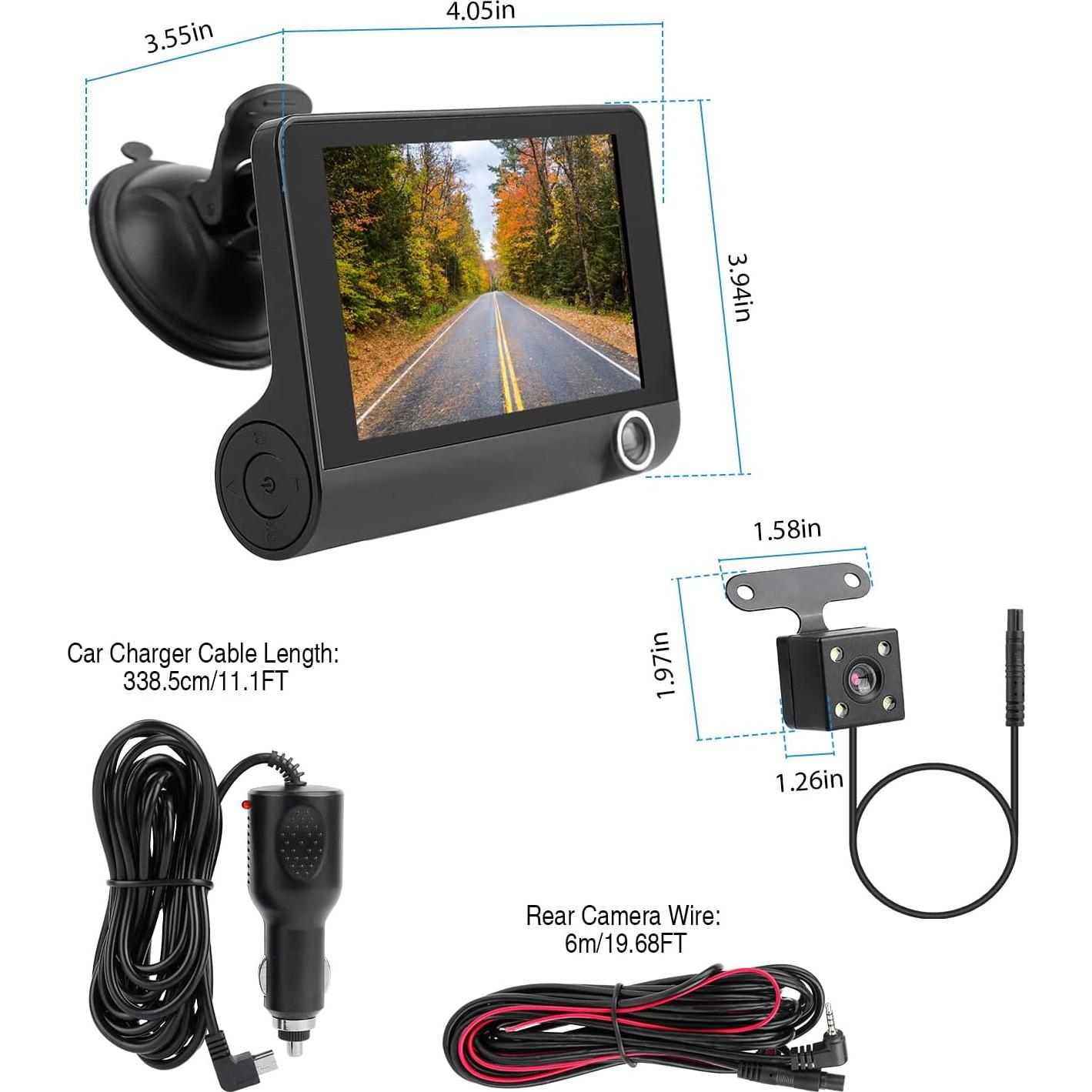 Cámara de tablero 3 canales TeqHome 1296P FHD con WDR