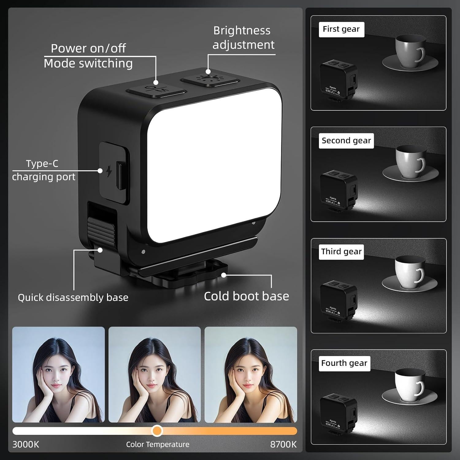 Mini Luz LED BRDRC para Cámara de Acción DJI Osmo Pocket 3