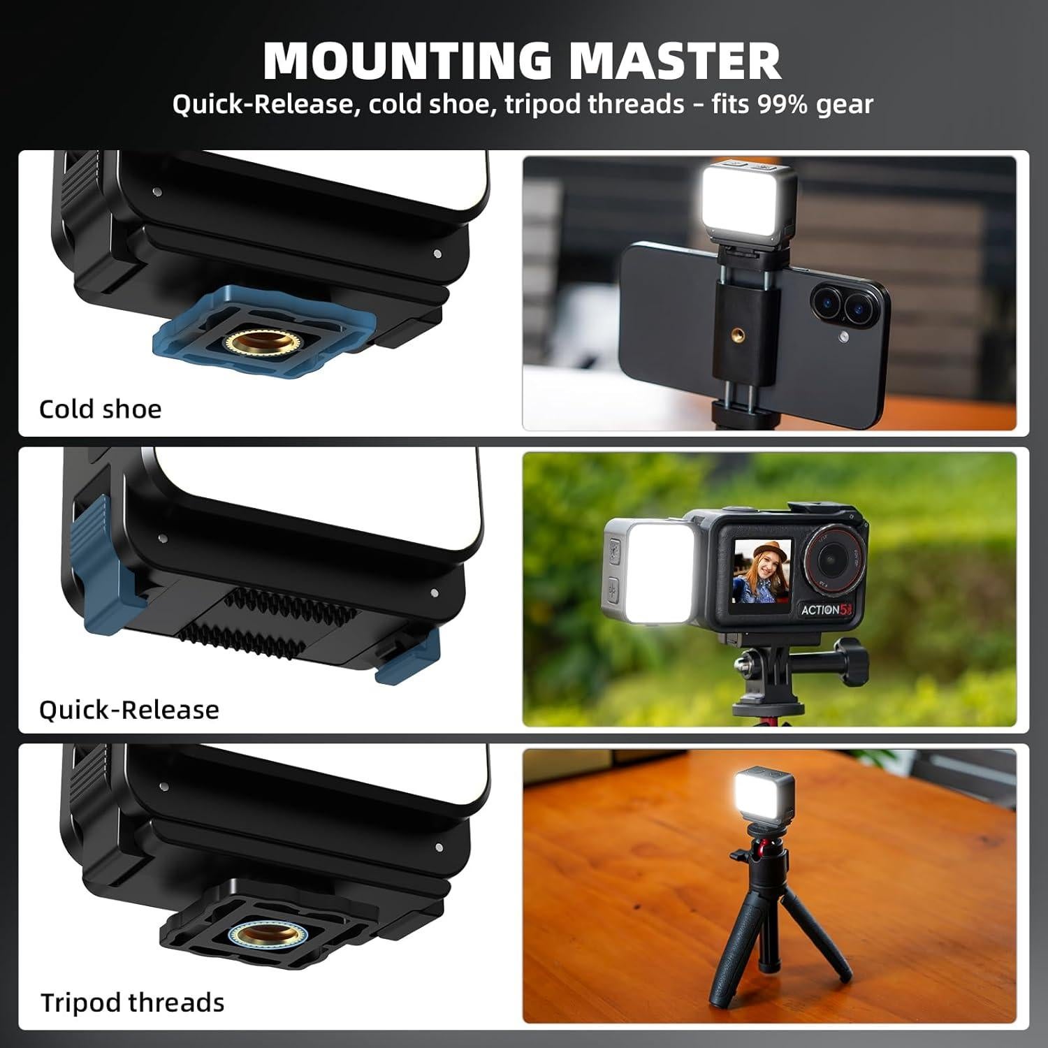 Mini Luz LED BRDRC para Cámara de Acción DJI Osmo Pocket 3