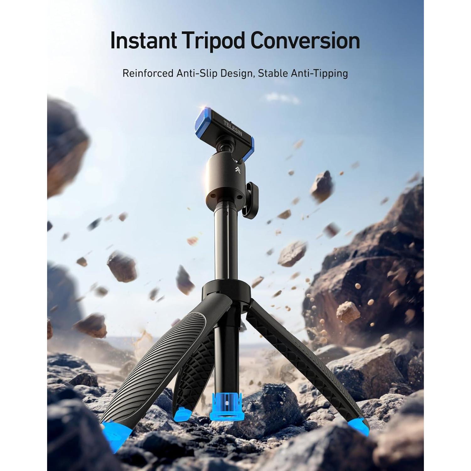 Mini Trípode Selfie TELESIN para Gopro 13, Ajustable 40cm