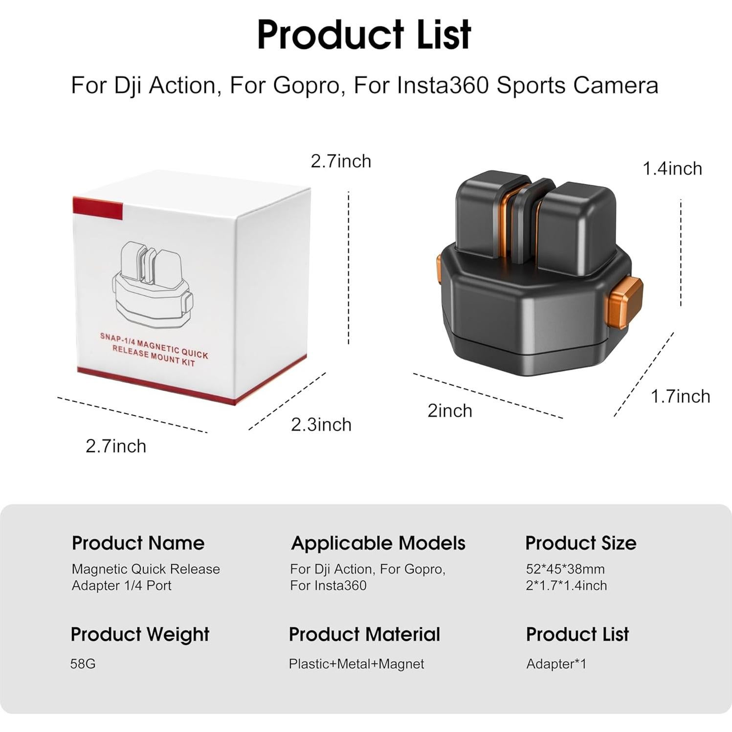 Kit de Placa de Liberación Rápida Magnética STARTRC para GoPro