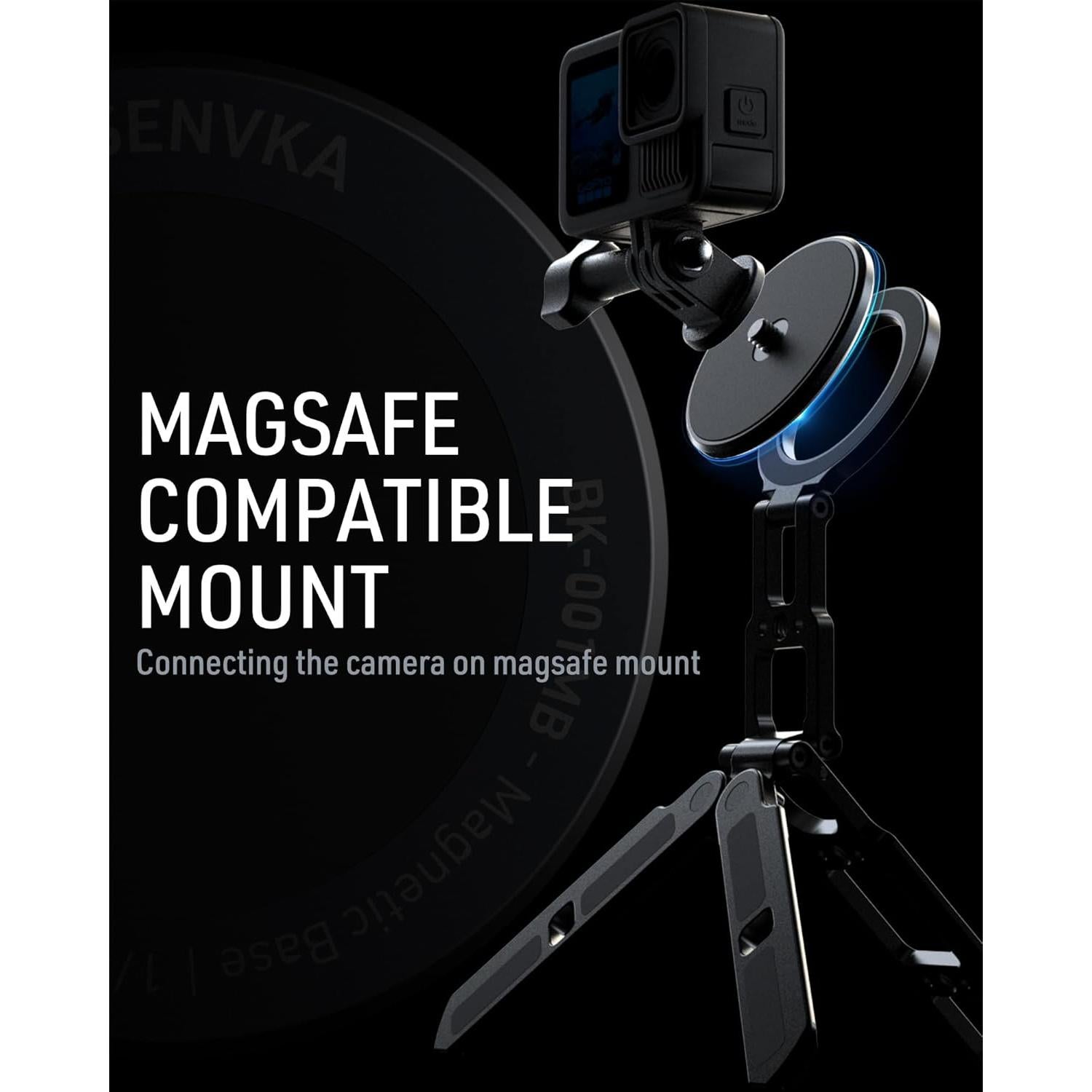 Soporte Magnético para Cámara de Acción MOSENVKA 1/4" Aluminio