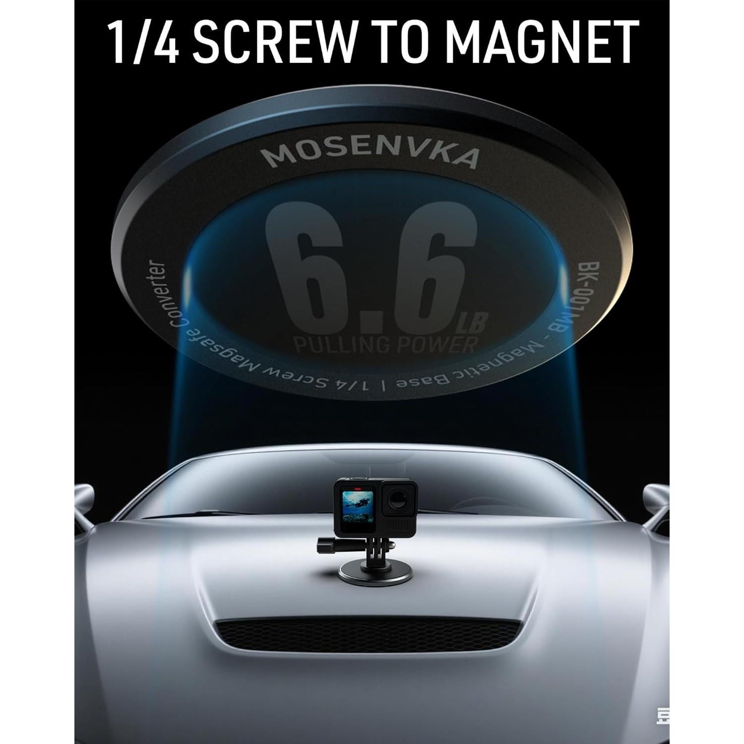 Soporte Magnético para Cámara de Acción MOSENVKA 1/4" Aluminio