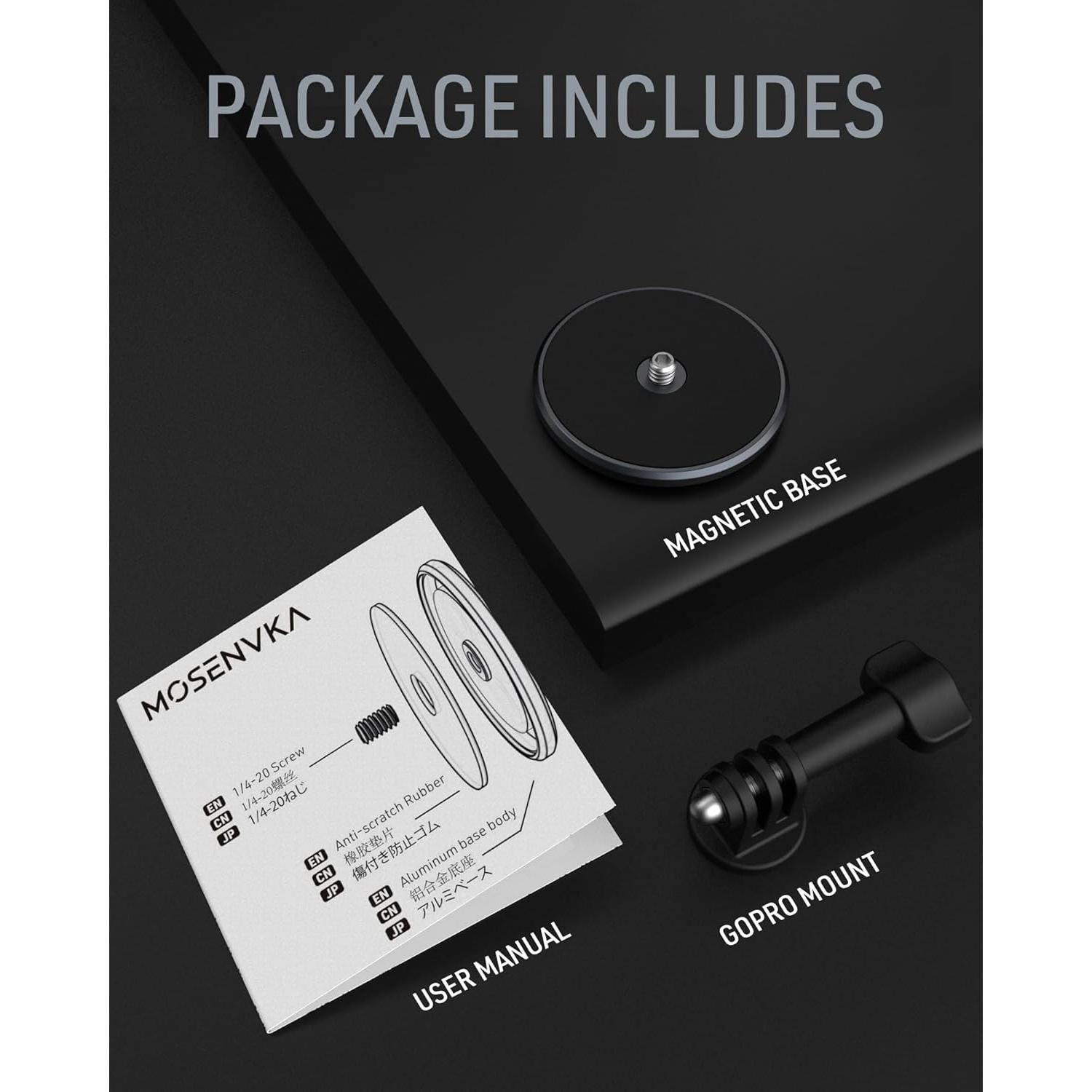 Soporte Magnético para Cámara de Acción MOSENVKA 1/4" Aluminio
