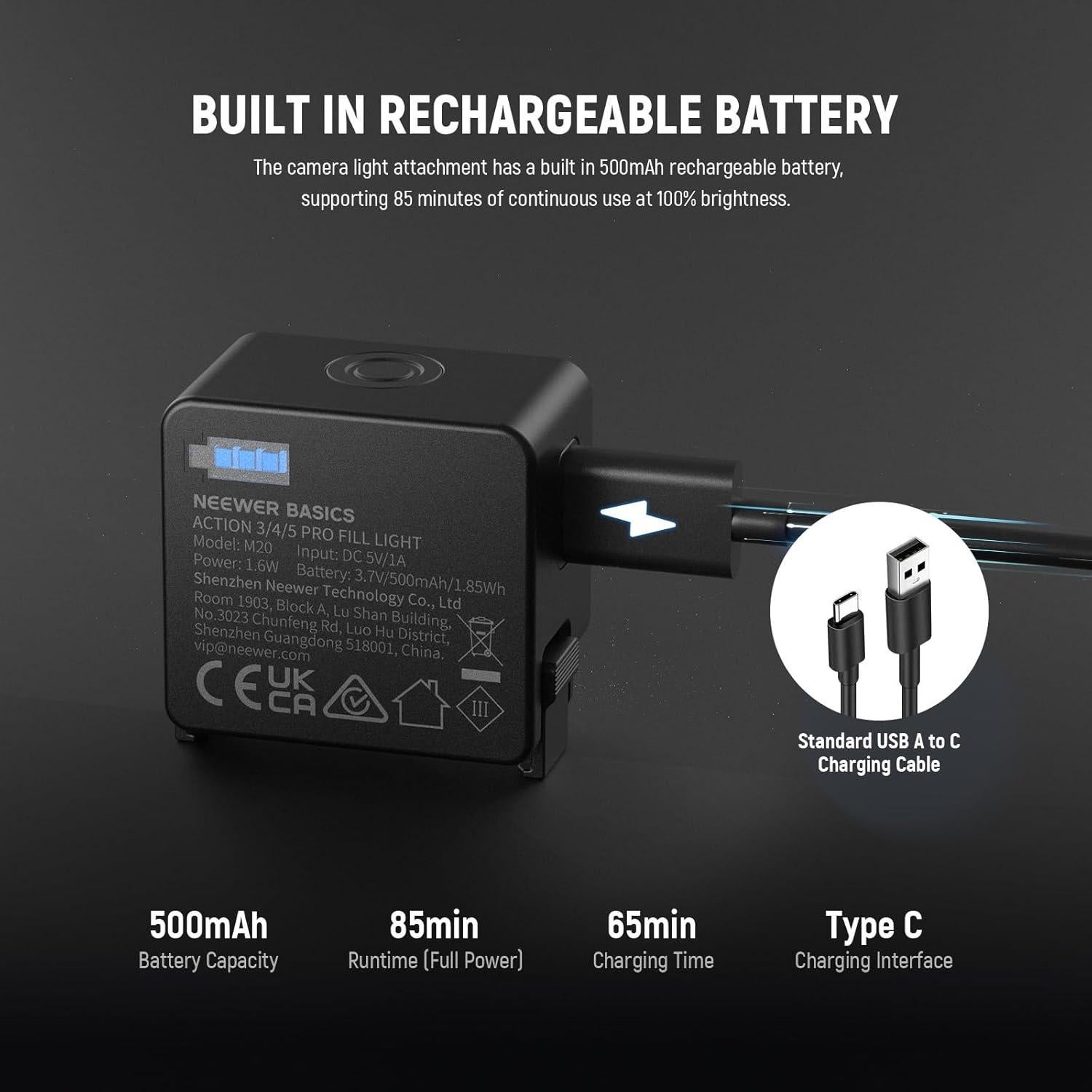 Luz LED Magnética NEEWER M20 para Cámara DJI OSMO Action