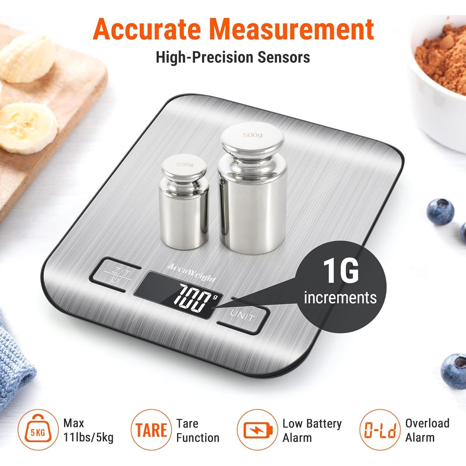 Balanza Digital de Cocina AccuWeight 211 5kg con Tare y LCD