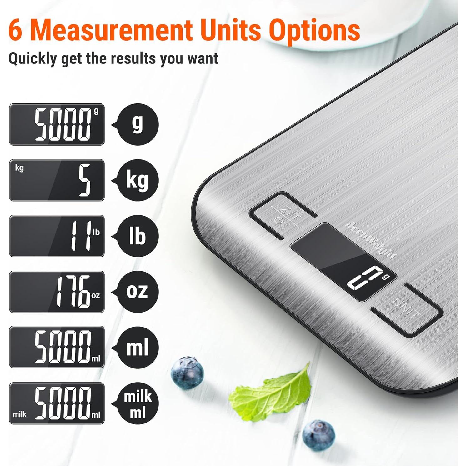 Balanza Digital de Cocina AccuWeight 211 5kg con Tare y LCD