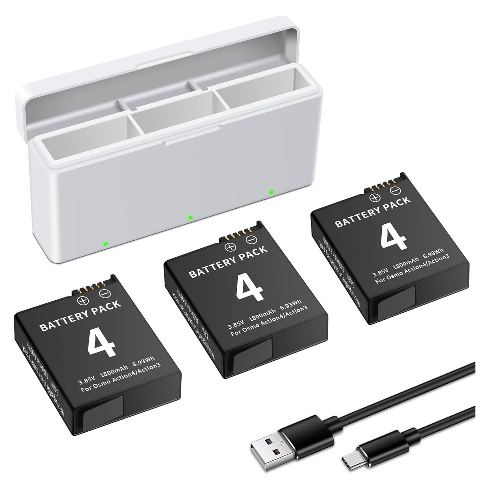 Kit Cargador Batería DJI Osmo Action 4/3 - 3 Baterías 1850mAh