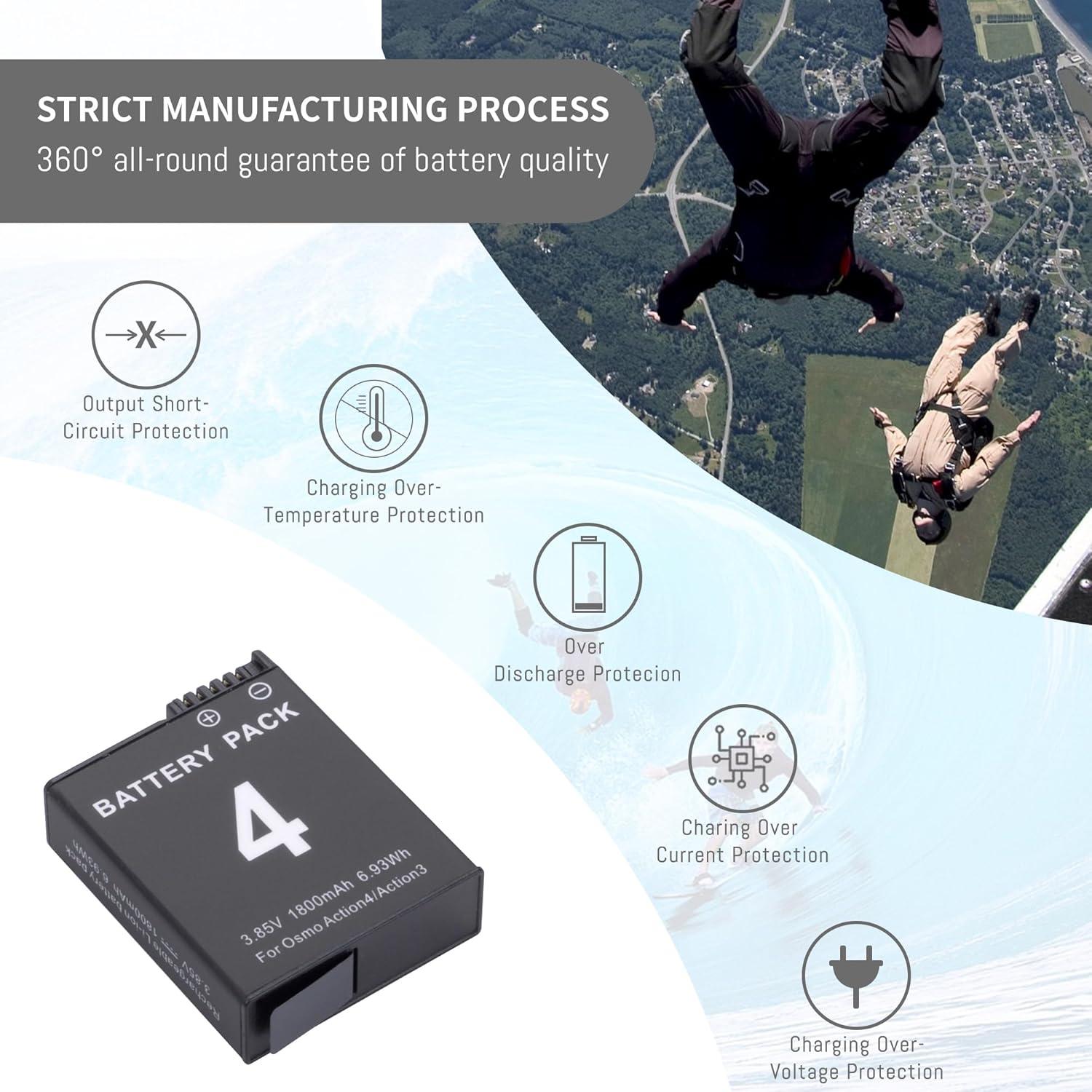 Kit Cargador Batería DJI Osmo Action 4/3 - 3 Baterías 1850mAh