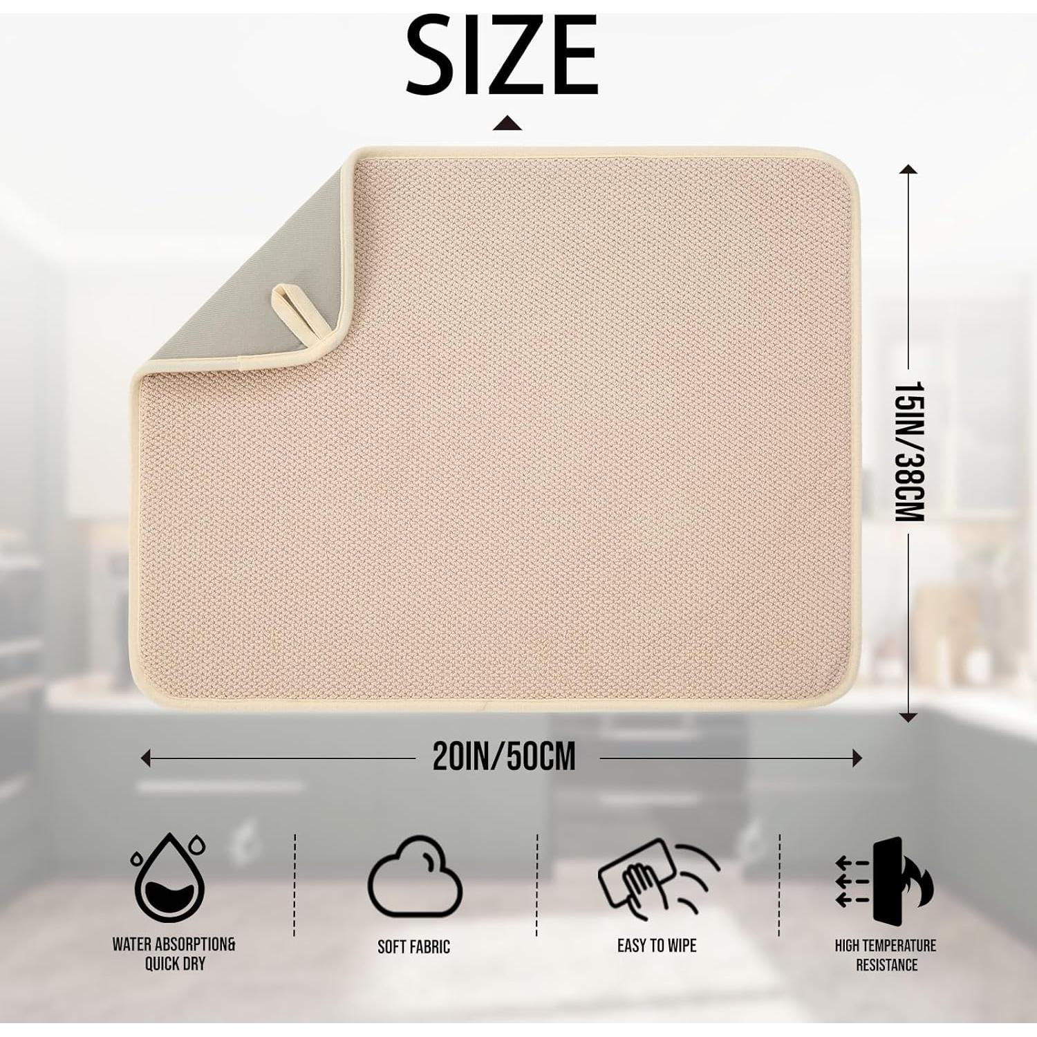 Paquete de 2 Tapetes de Microfibra VESHE 50.8x38.1 cm Beige