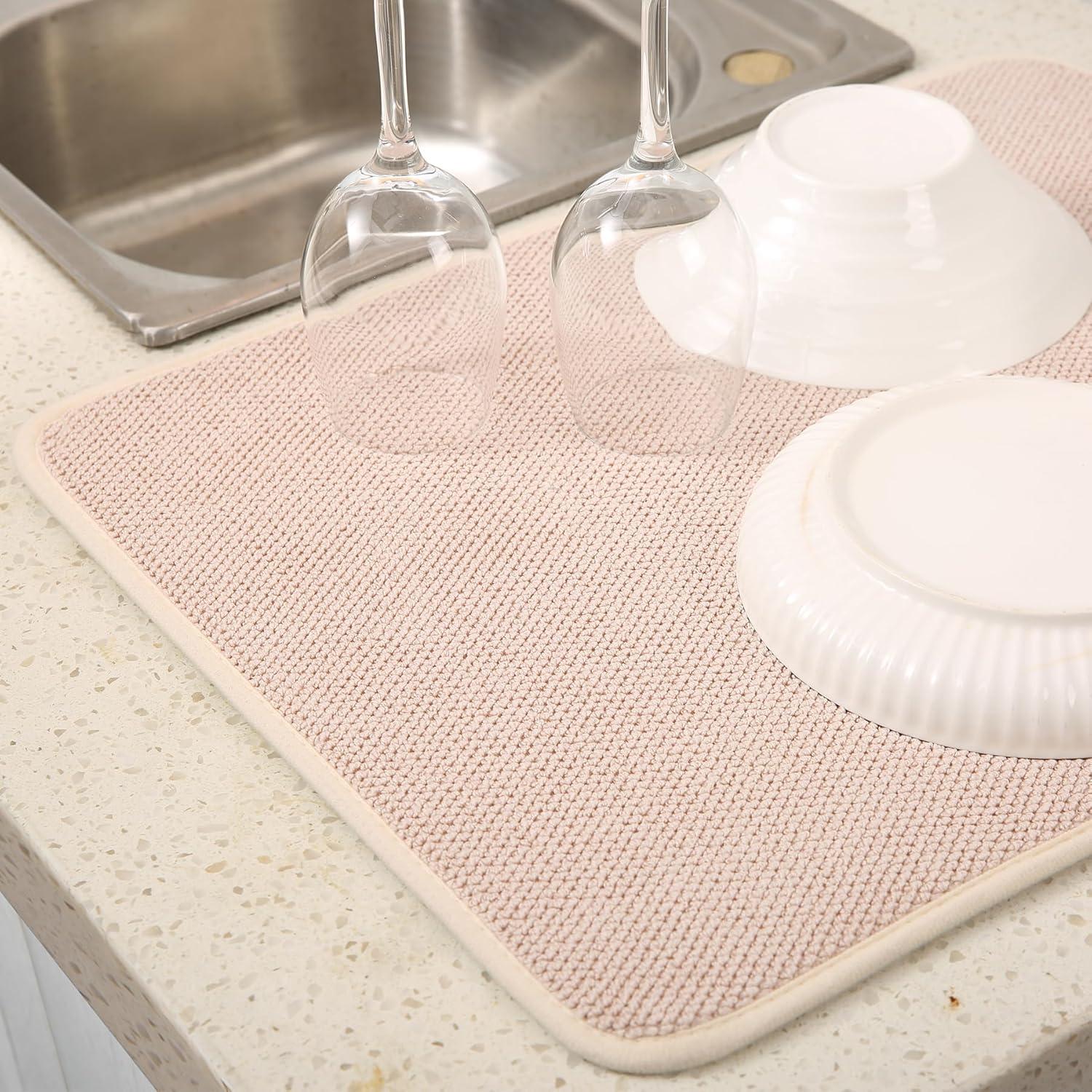 Paquete de 2 Tapetes de Microfibra VESHE 50.8x38.1 cm Beige