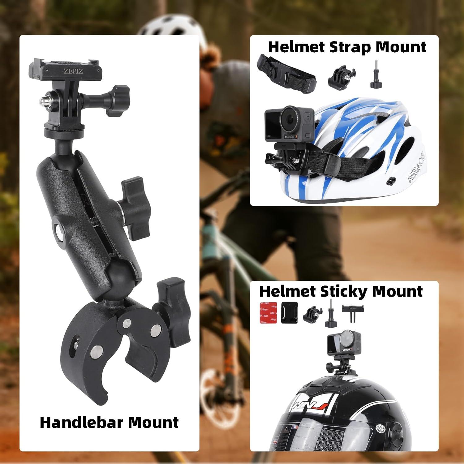 Kit de Accesorios ZEPIX para DJI Osmo Action 5 Pro/4/3 - Carcasa Impermeable, Mango Trípode, Soporte Manillar