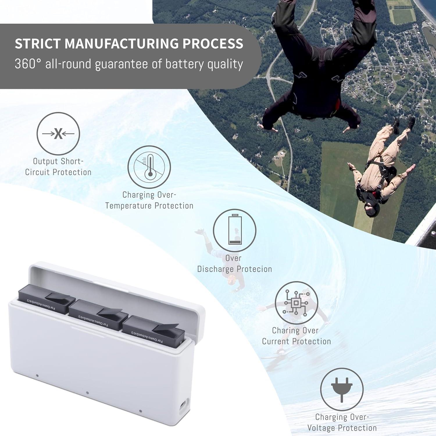 Cargador Rápido 3 Canales para Batería Osmo Action 5 Pro/4/3