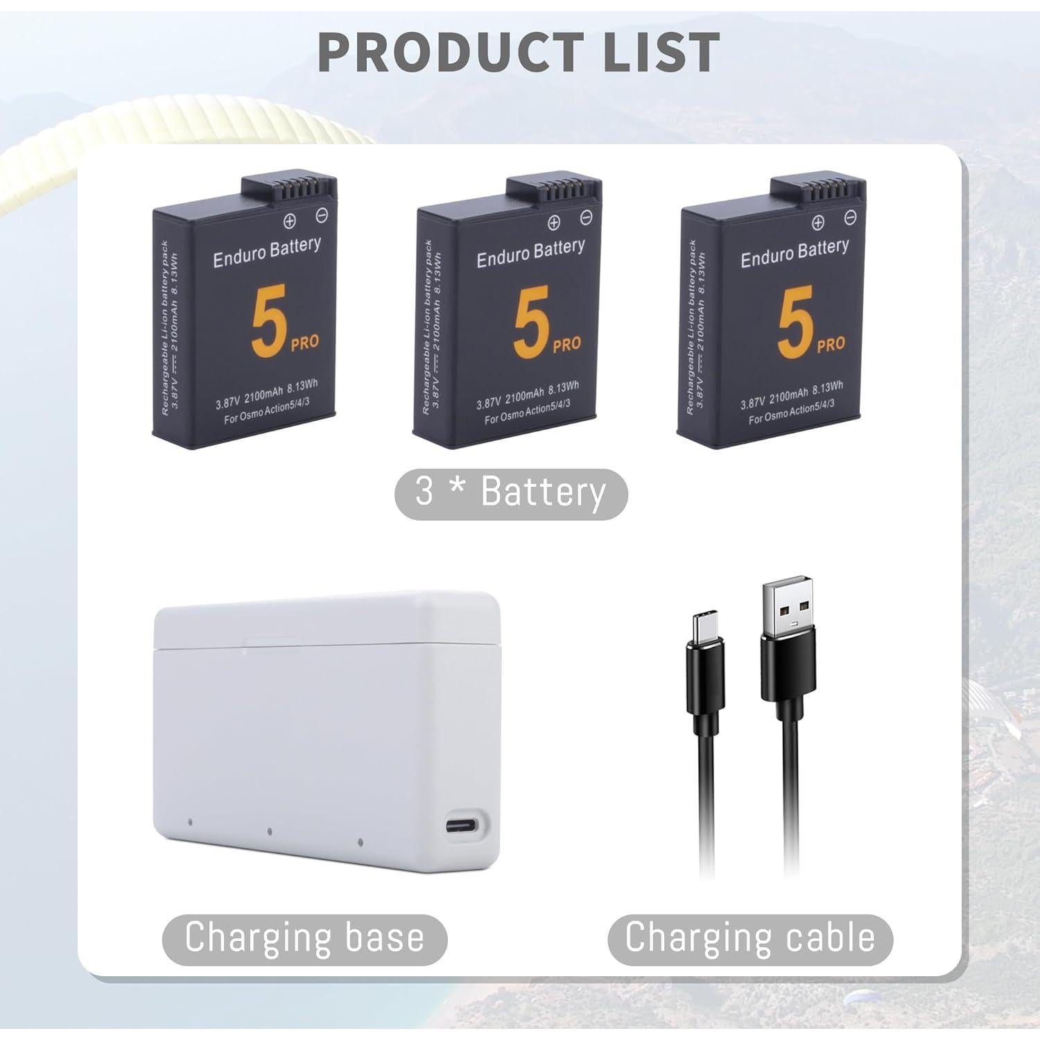 Cargador Rápido 3 Canales para Batería Osmo Action 5 Pro/4/3