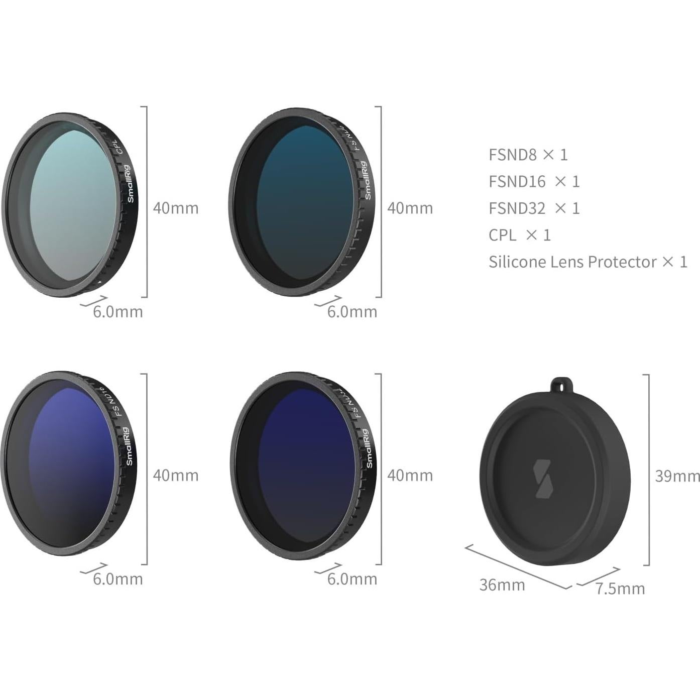 Kit de Filtros ND SmallRig para DJI Osmo Action 5 Pro/4 - CPL, ND8, ND16, ND32