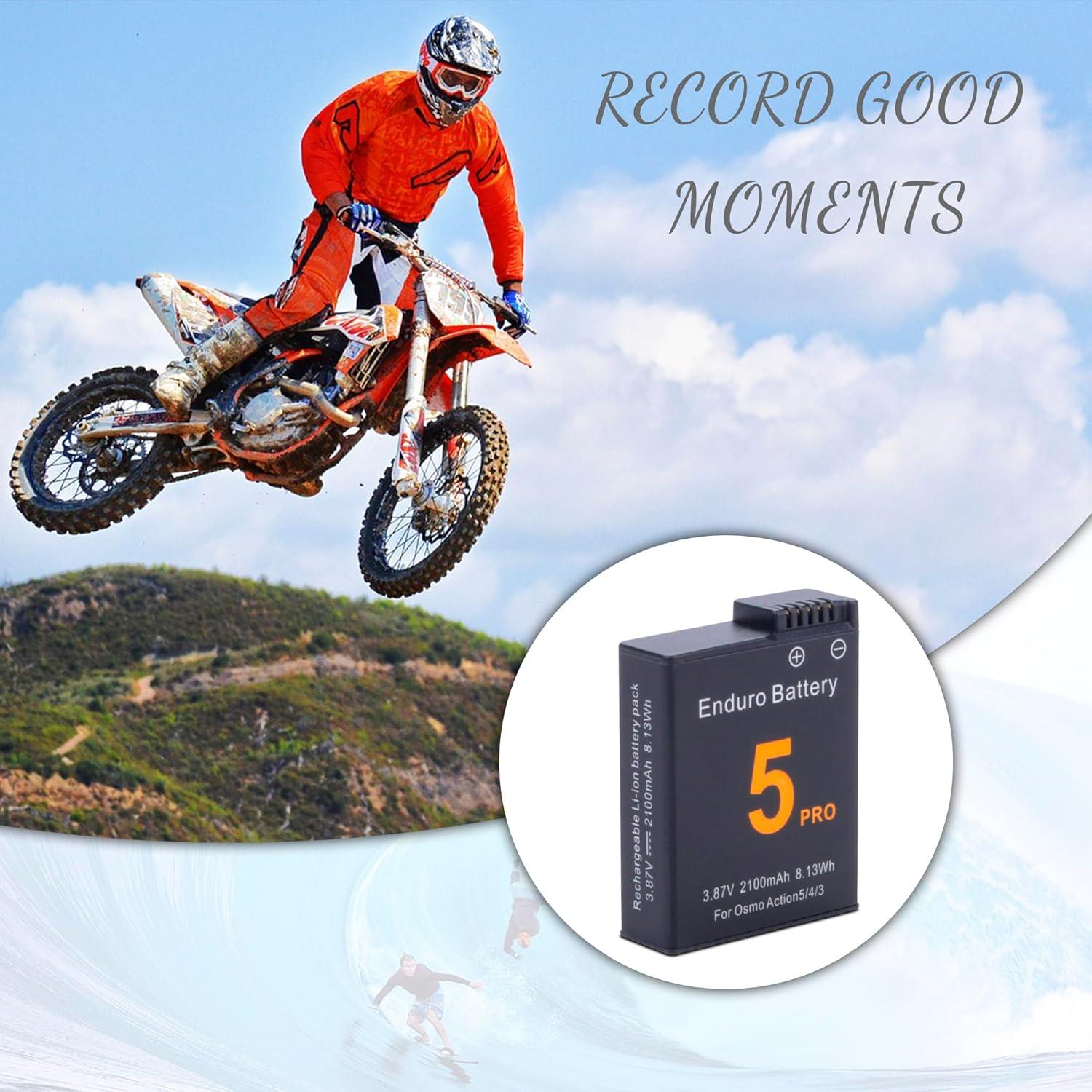Paquete de 2 Baterías 1850mAh para DJI Osmo Action 3/4/5 Pro
