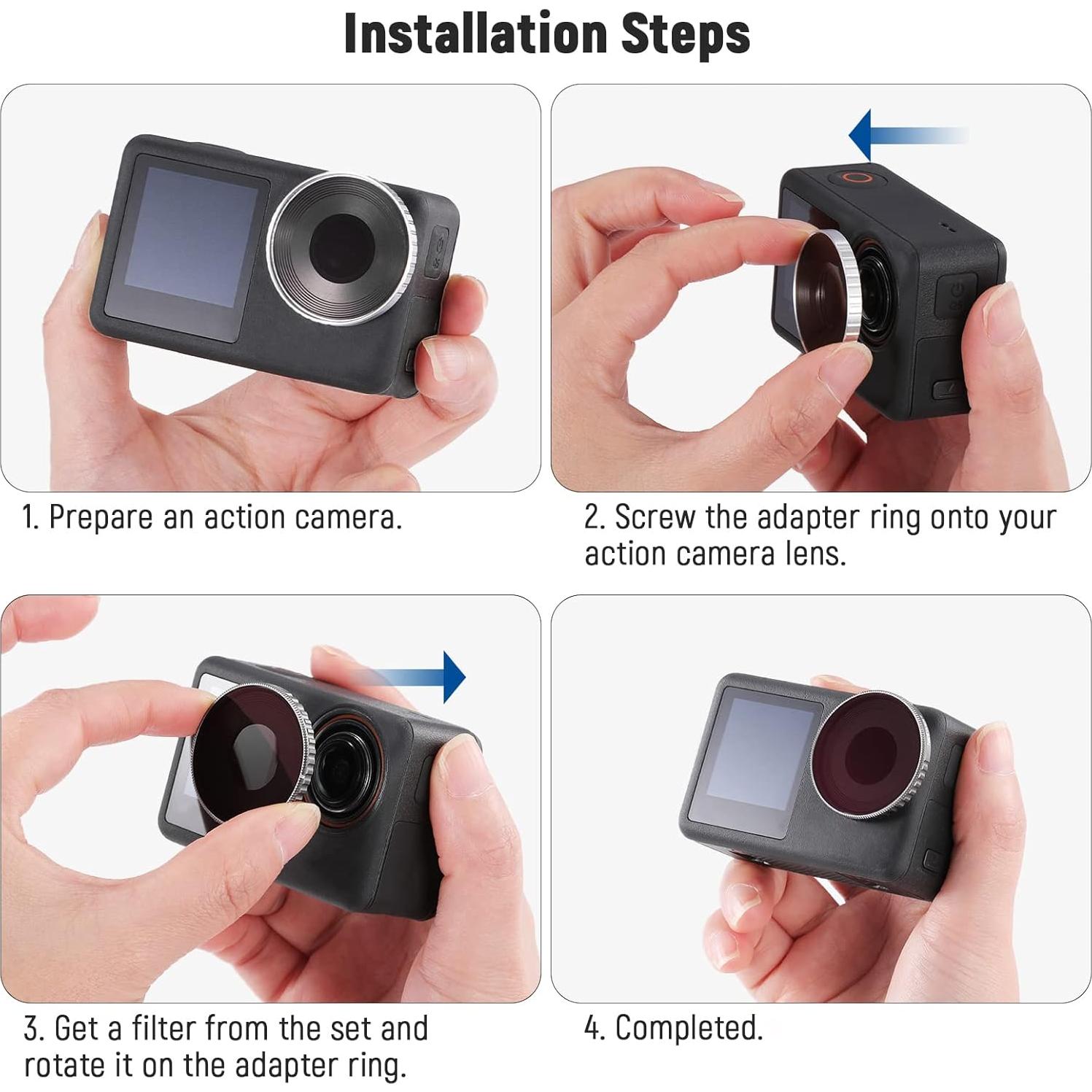 Juego de Filtros NEEWER ND/CPL para DJI Osmo Action 3 - 5 Piezas